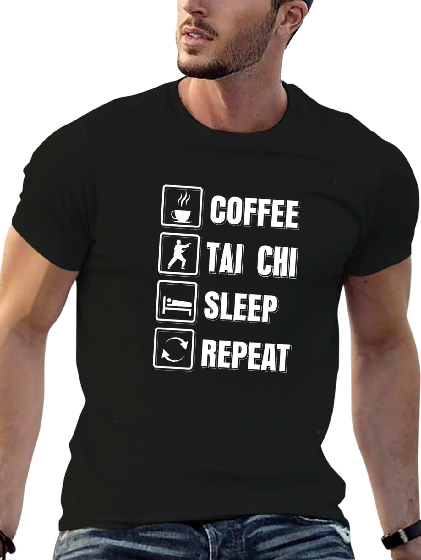Coffee Tai Chi Sleep Repeat Graphic Tee