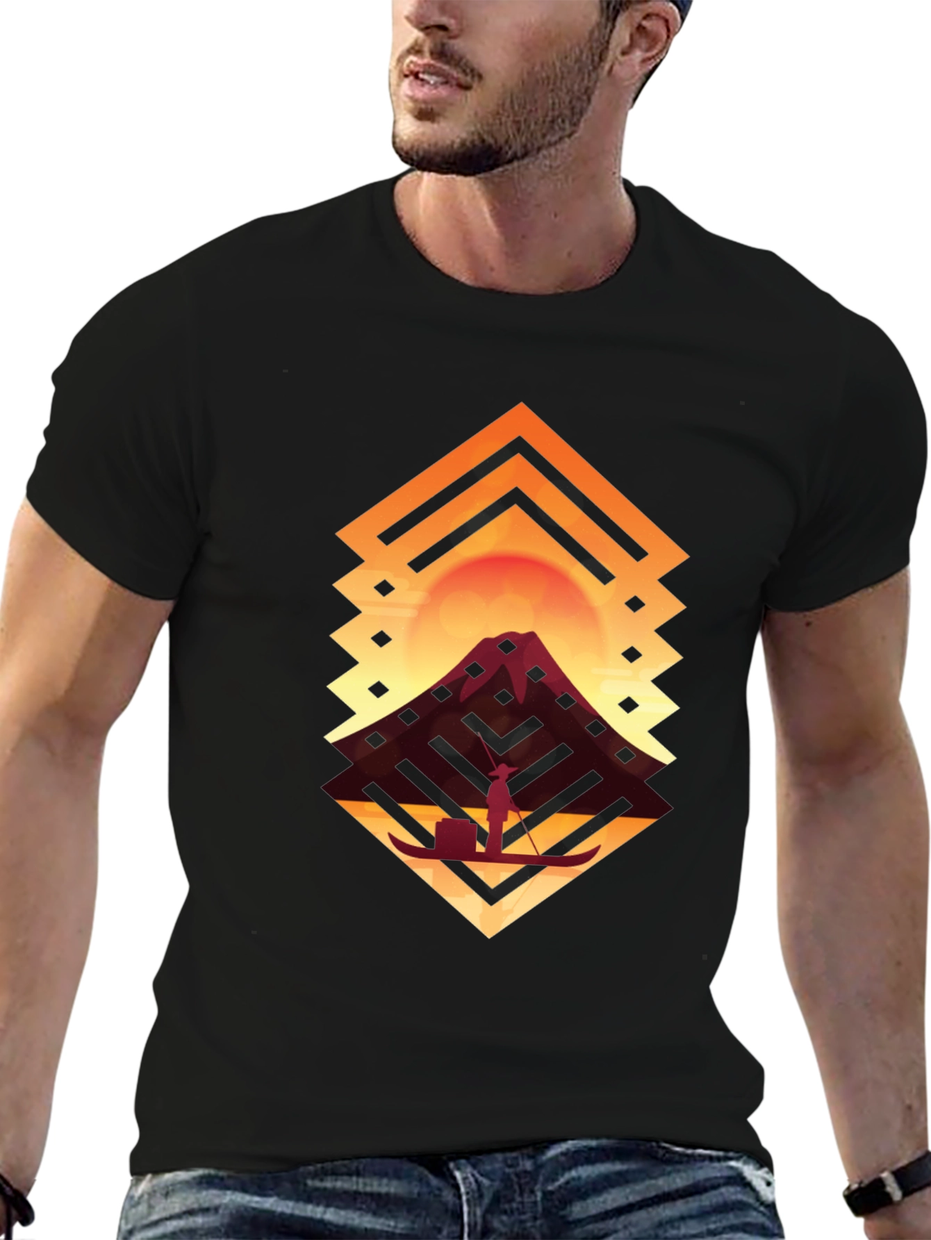 Geometric Sunset Graphic T-Shirt