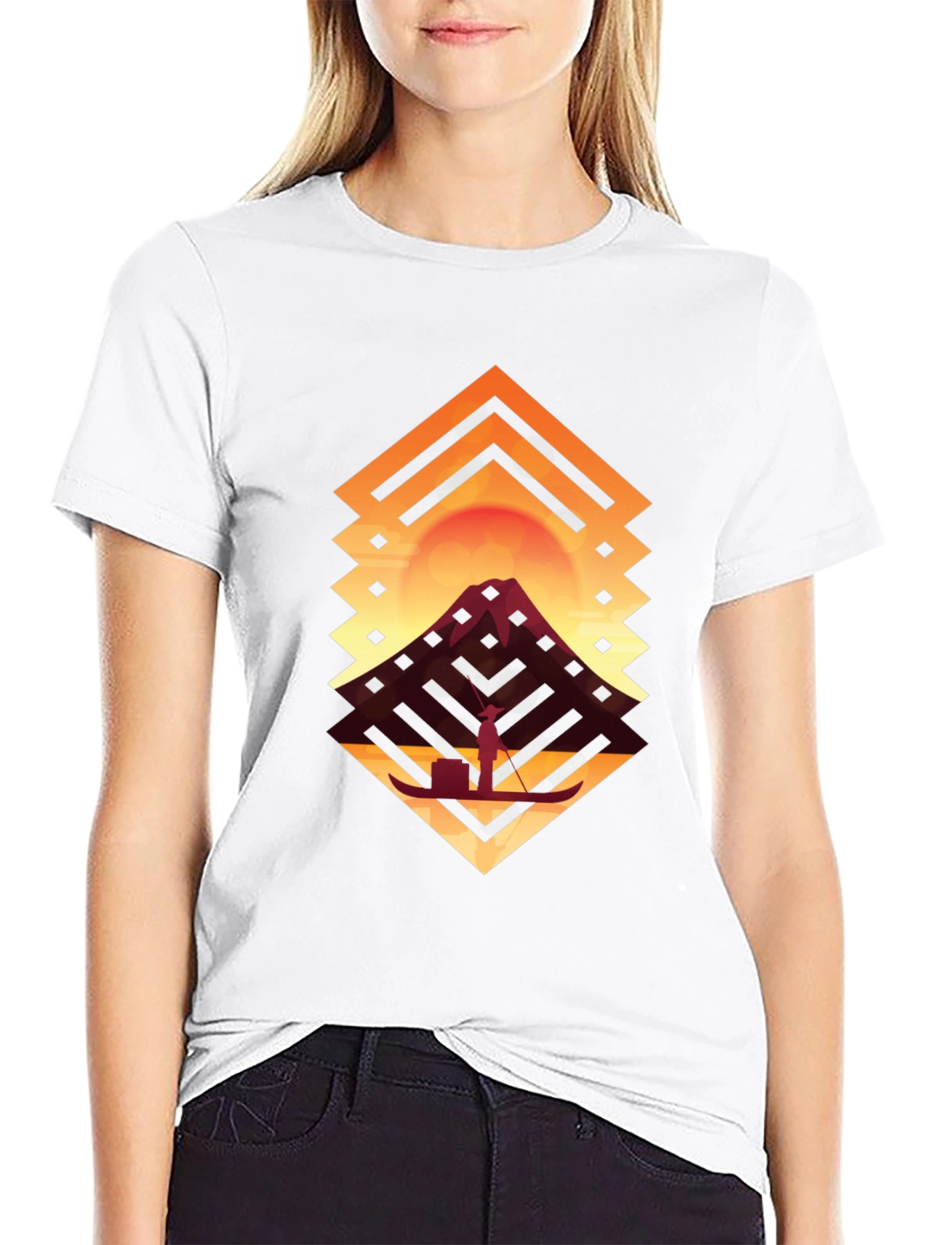 Geometric Sunset Graphic T-Shirt