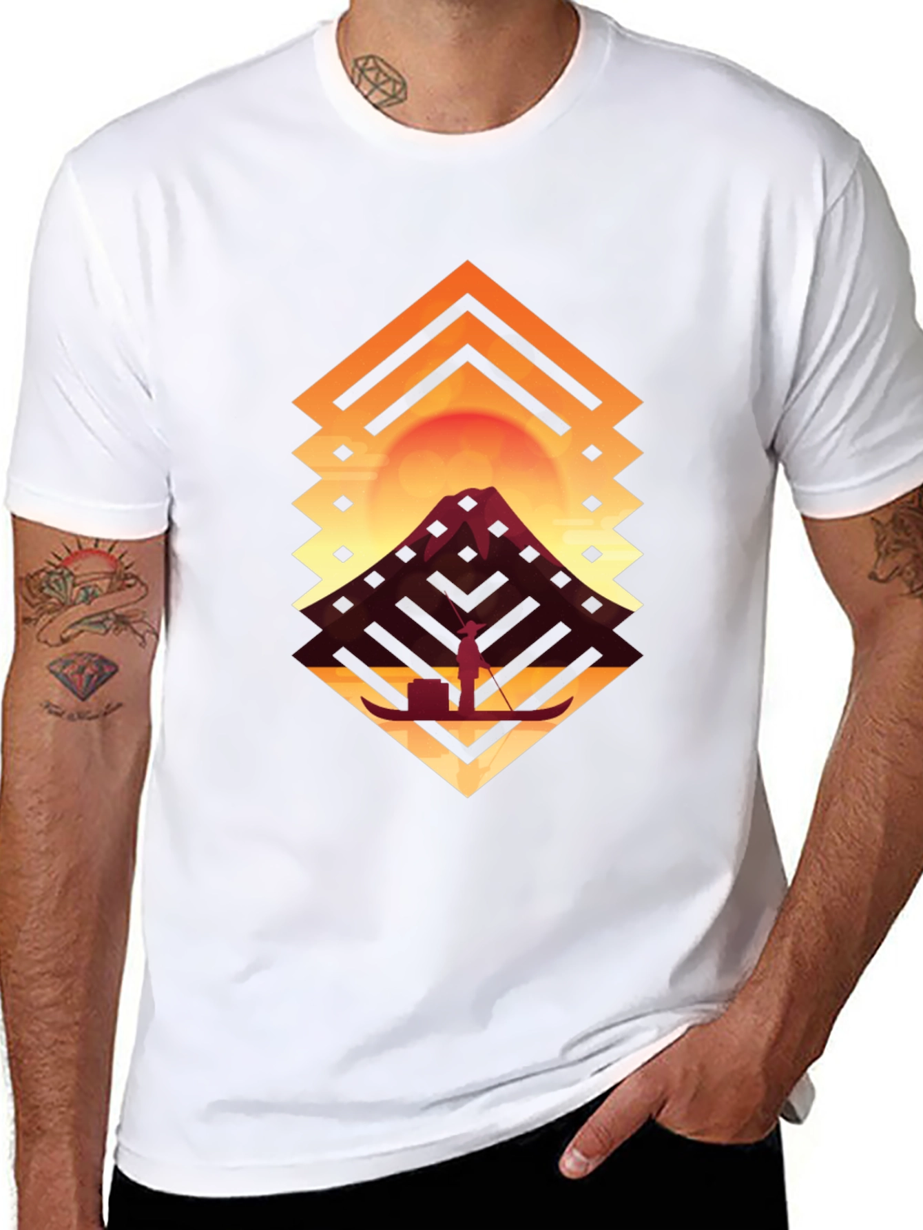 Geometric Sunset Graphic T-Shirt