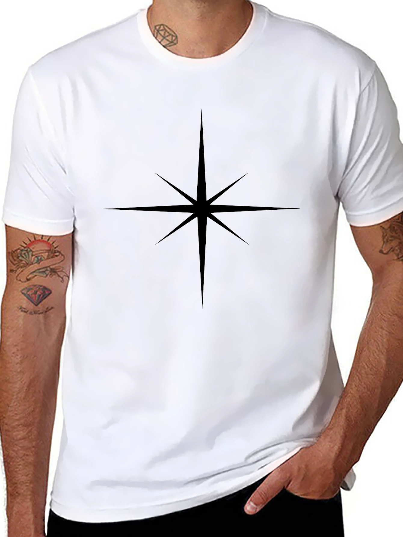 Modern Star Graphic Black T-Shirt