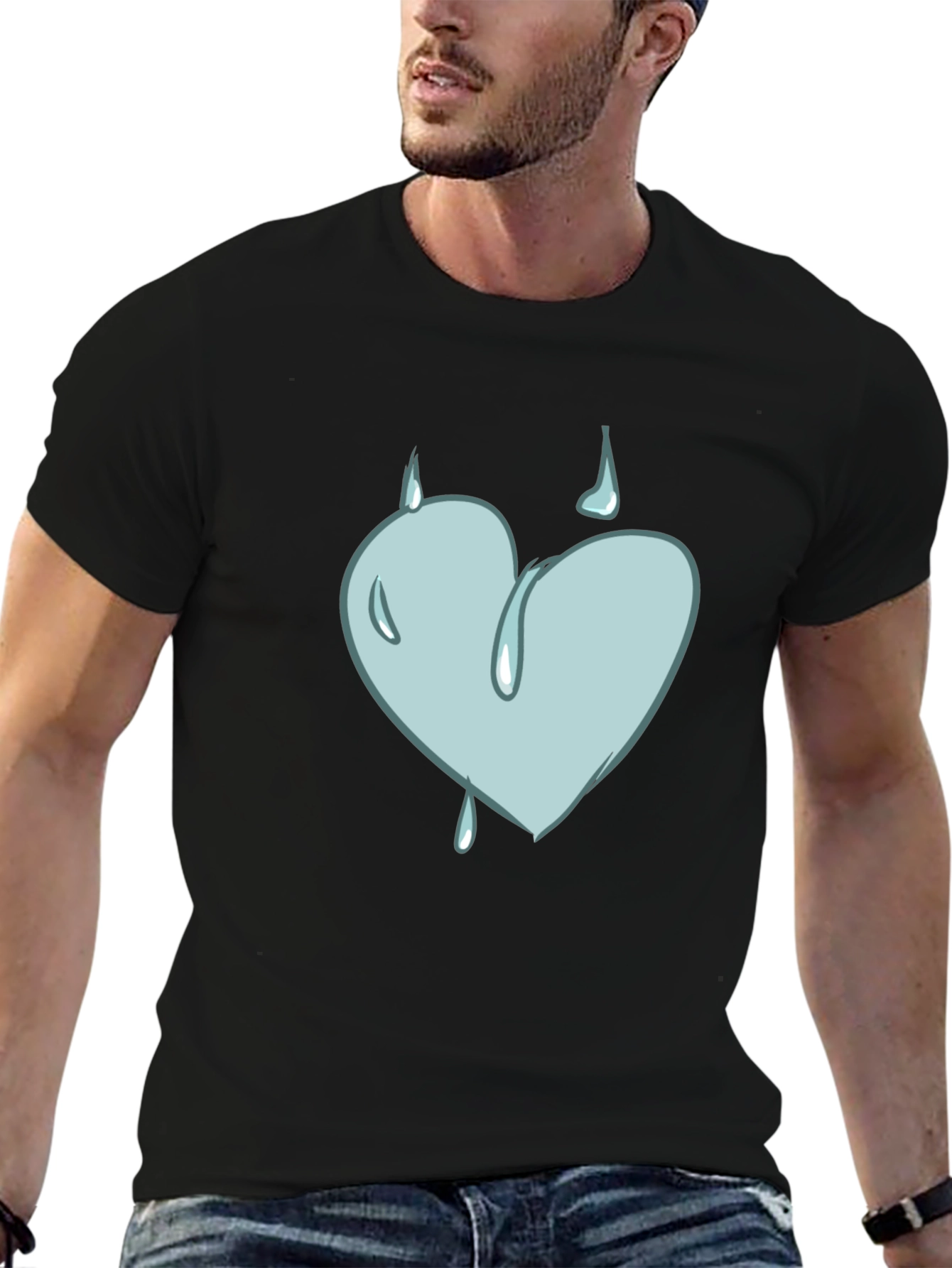 Heart Drip Graphic Tee - Unique Design Soft Cotton