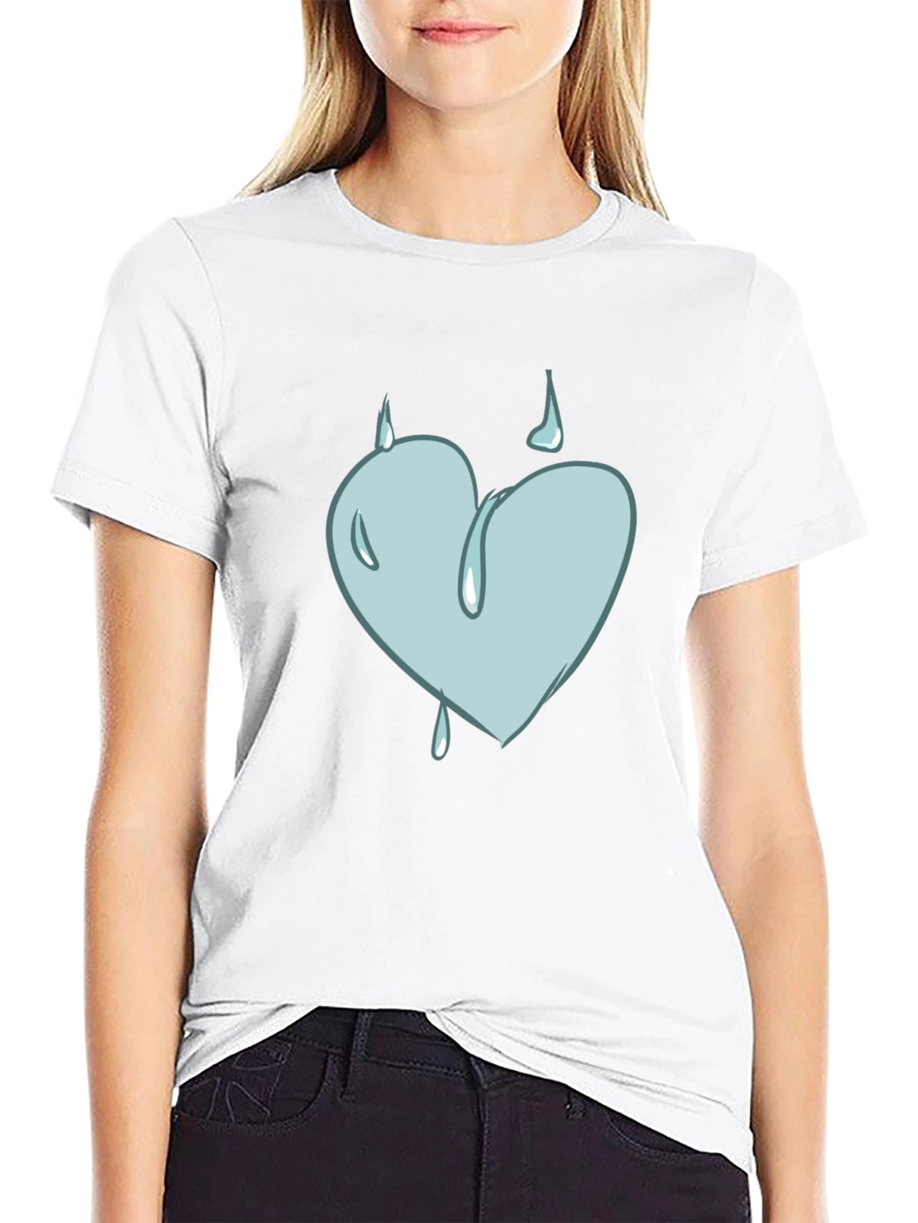 Heart Drip Graphic Tee - Unique Design Soft Cotton