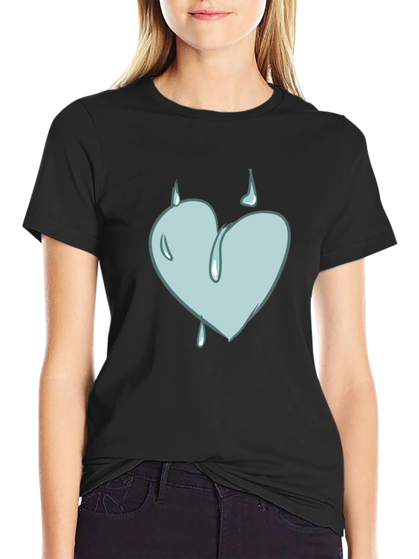 Heart Drip Graphic Tee - Unique Design Soft Cotton