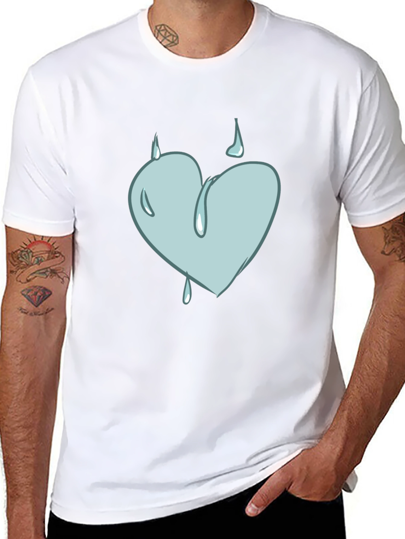 Heart Drip Graphic Tee - Unique Design Soft Cotton