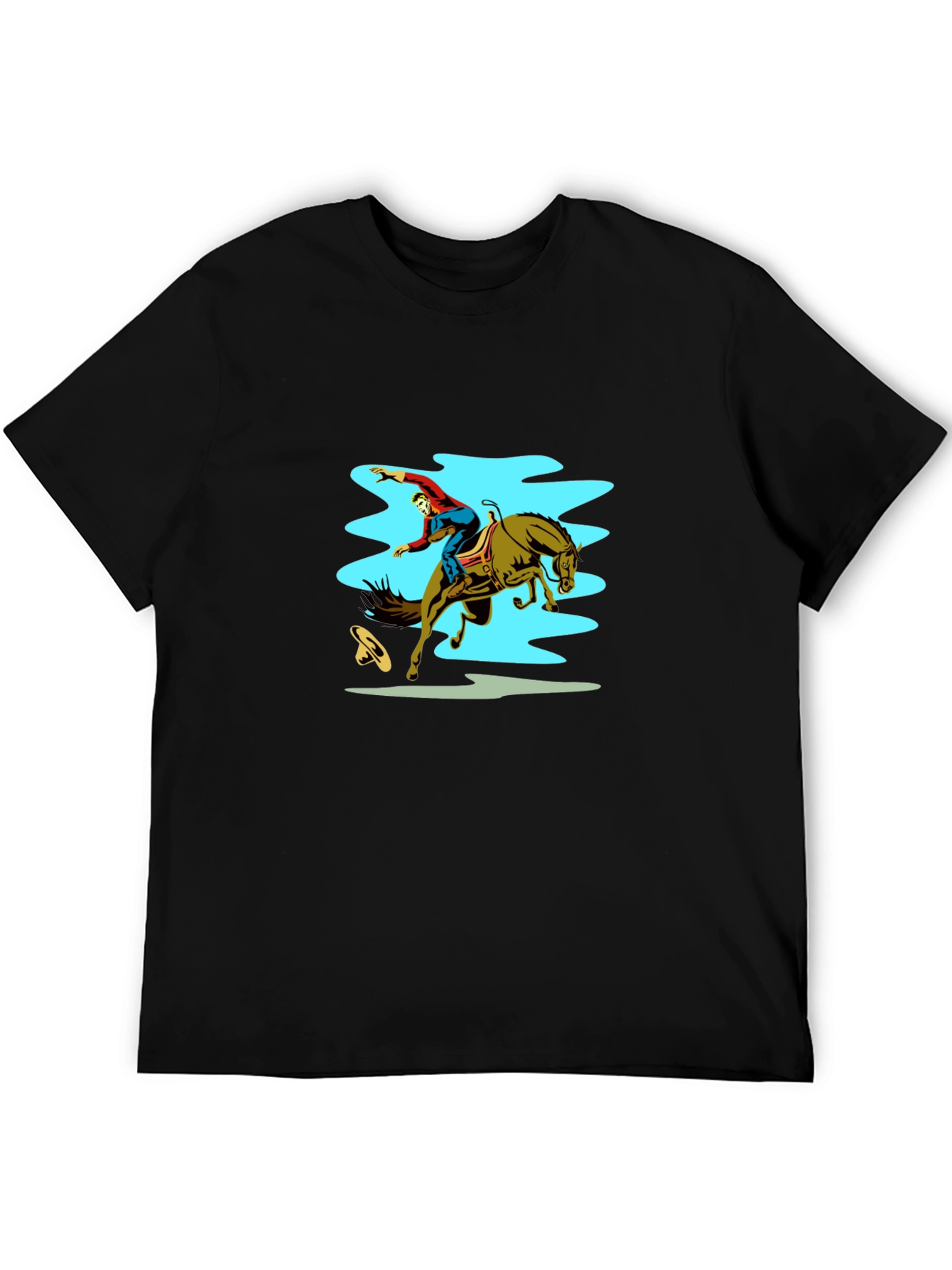 Rodeo Rider Graphic Tee - Black Cotton Shirt