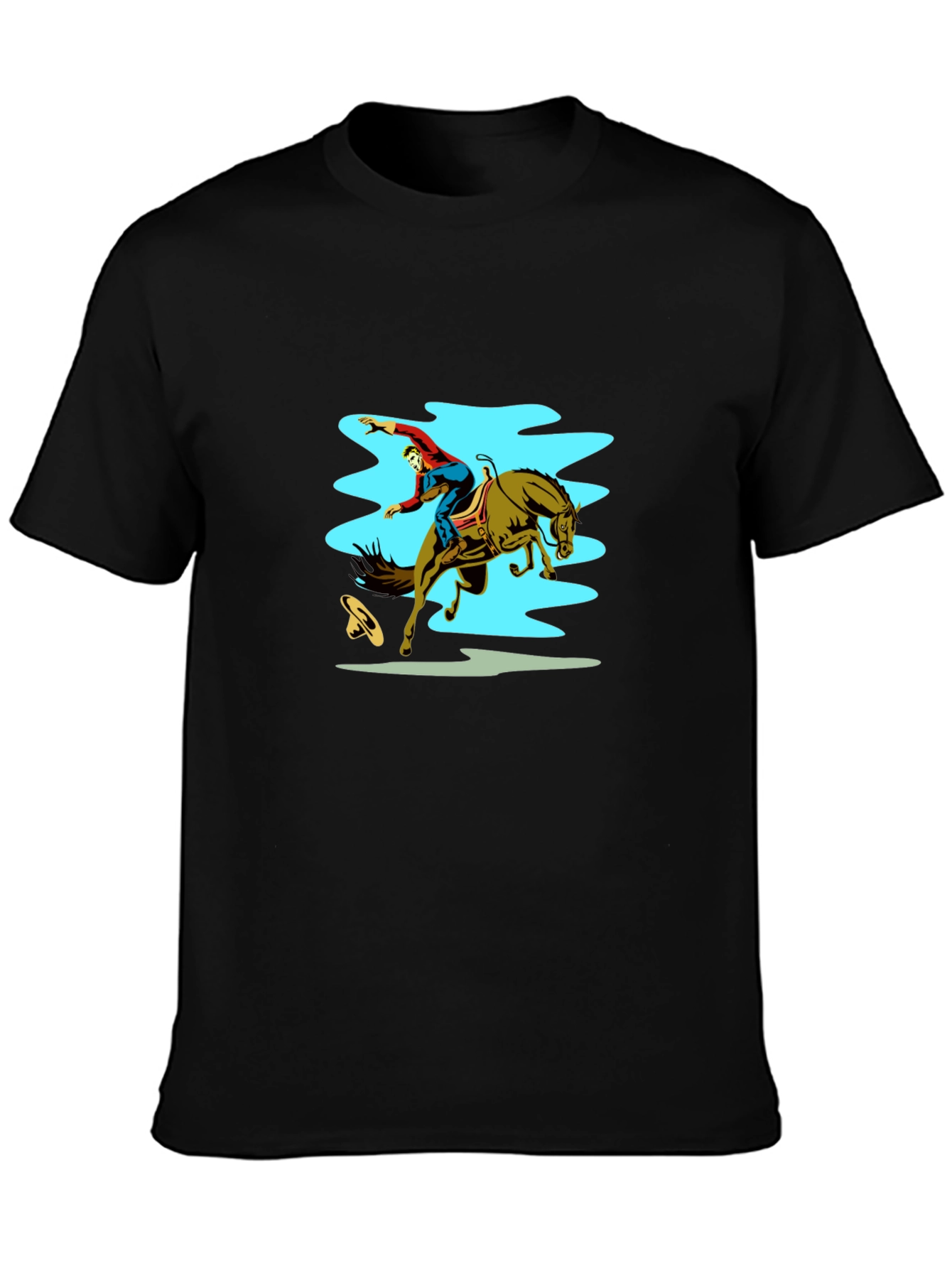 Rodeo Rider Graphic Tee - Black Cotton Shirt