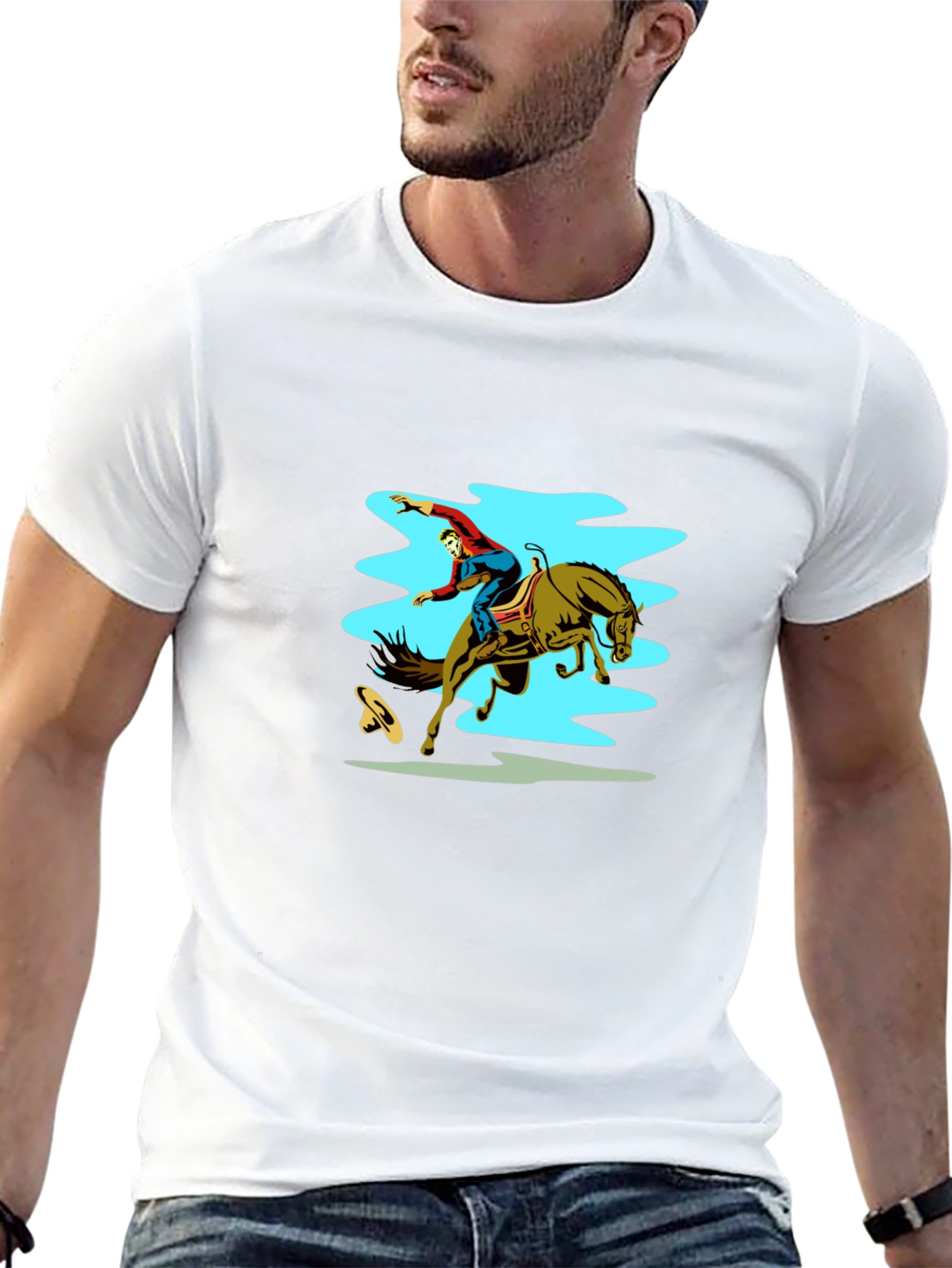 Rodeo Rider Graphic Tee - Black Cotton Shirt
