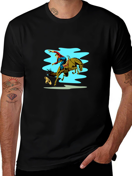 Rodeo Rider Graphic Tee - Black Cotton Shirt
