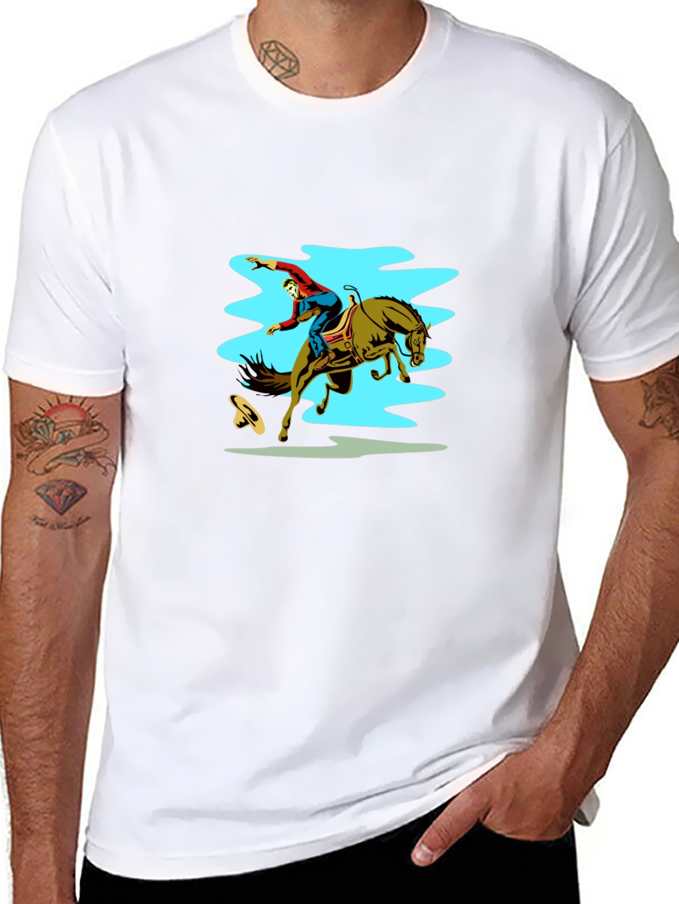 Rodeo Rider Graphic Tee - Black Cotton Shirt