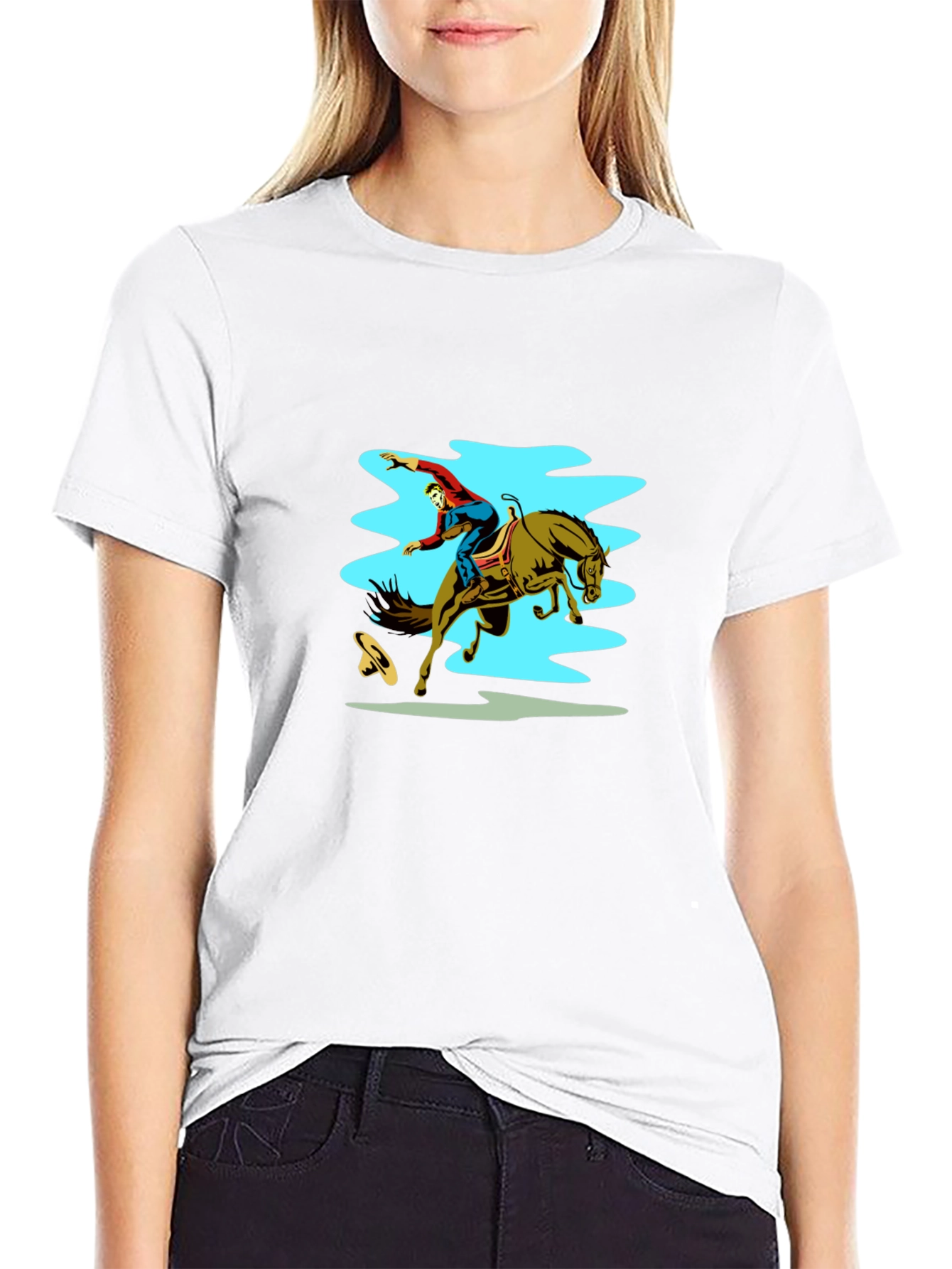 Rodeo Rider Graphic Tee - Black Cotton Shirt