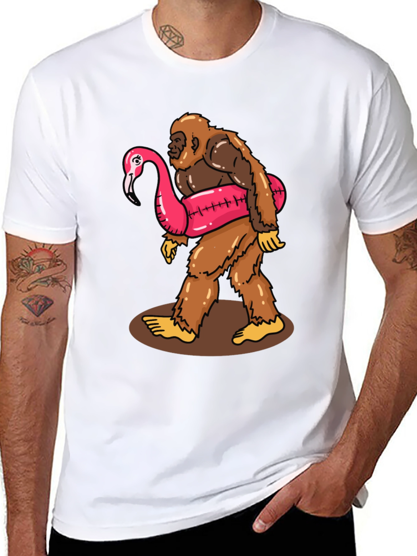 Bigfoot Flamingo Float T-Shirt