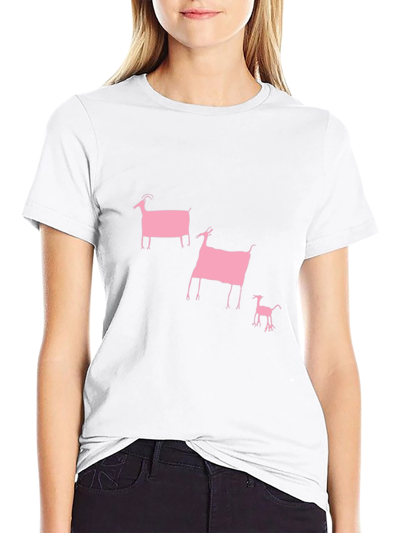 Pink Goat Graphic Black Tee