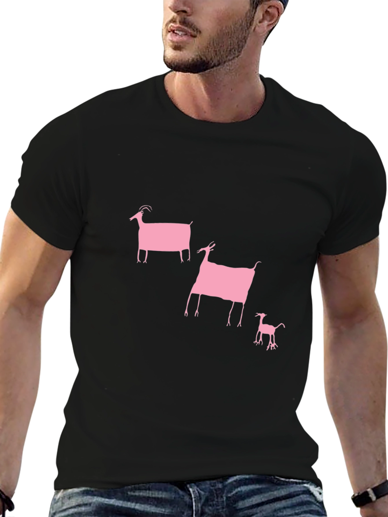 Pink Goat Graphic Black Tee