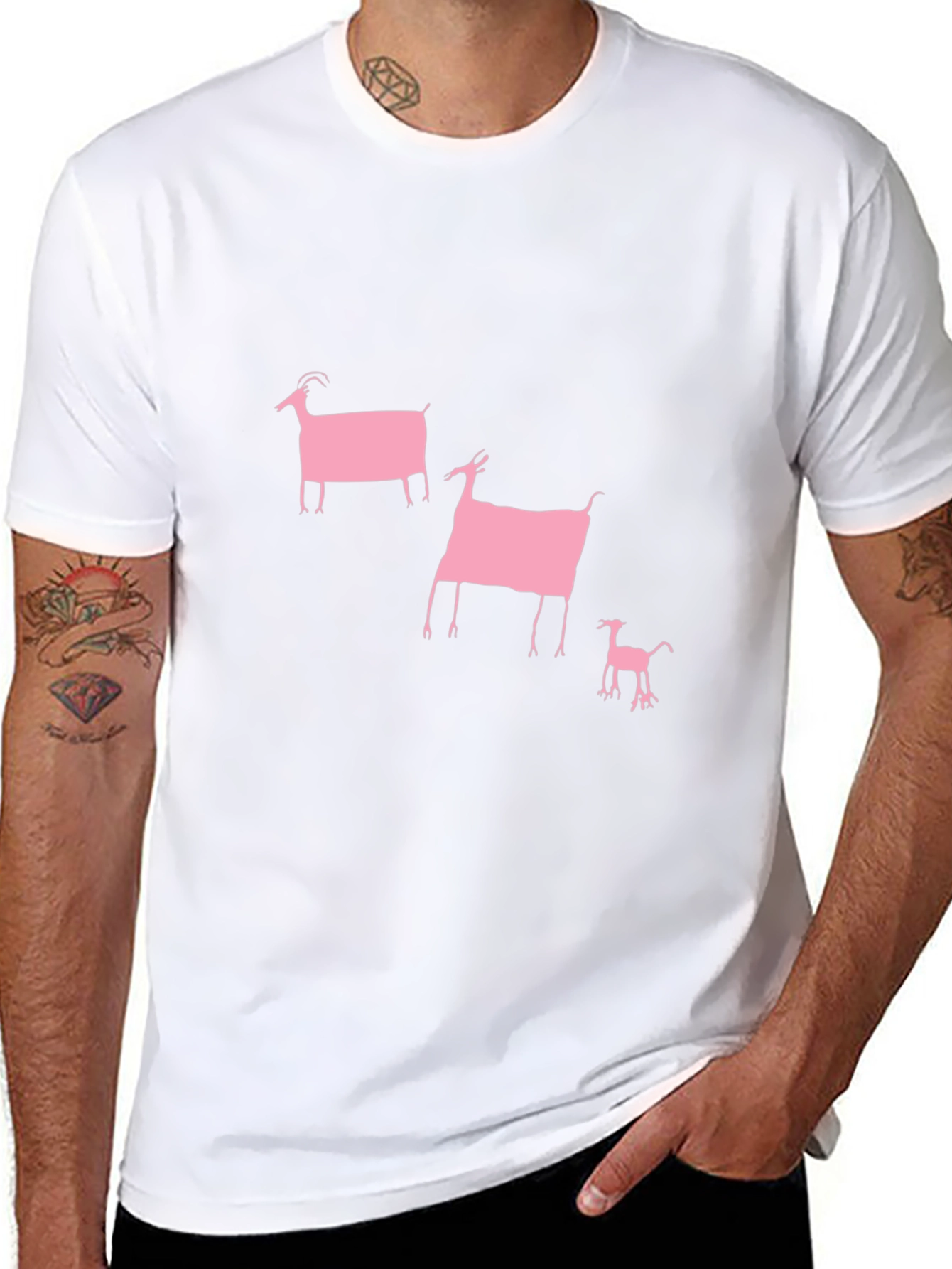Pink Goat Graphic Black Tee