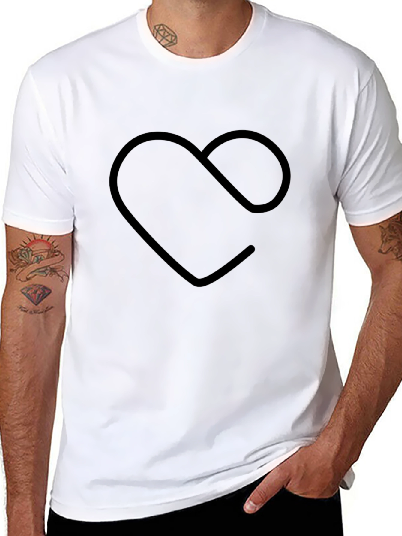 Mens Black Graphic Tee - Heart & Infinity Design