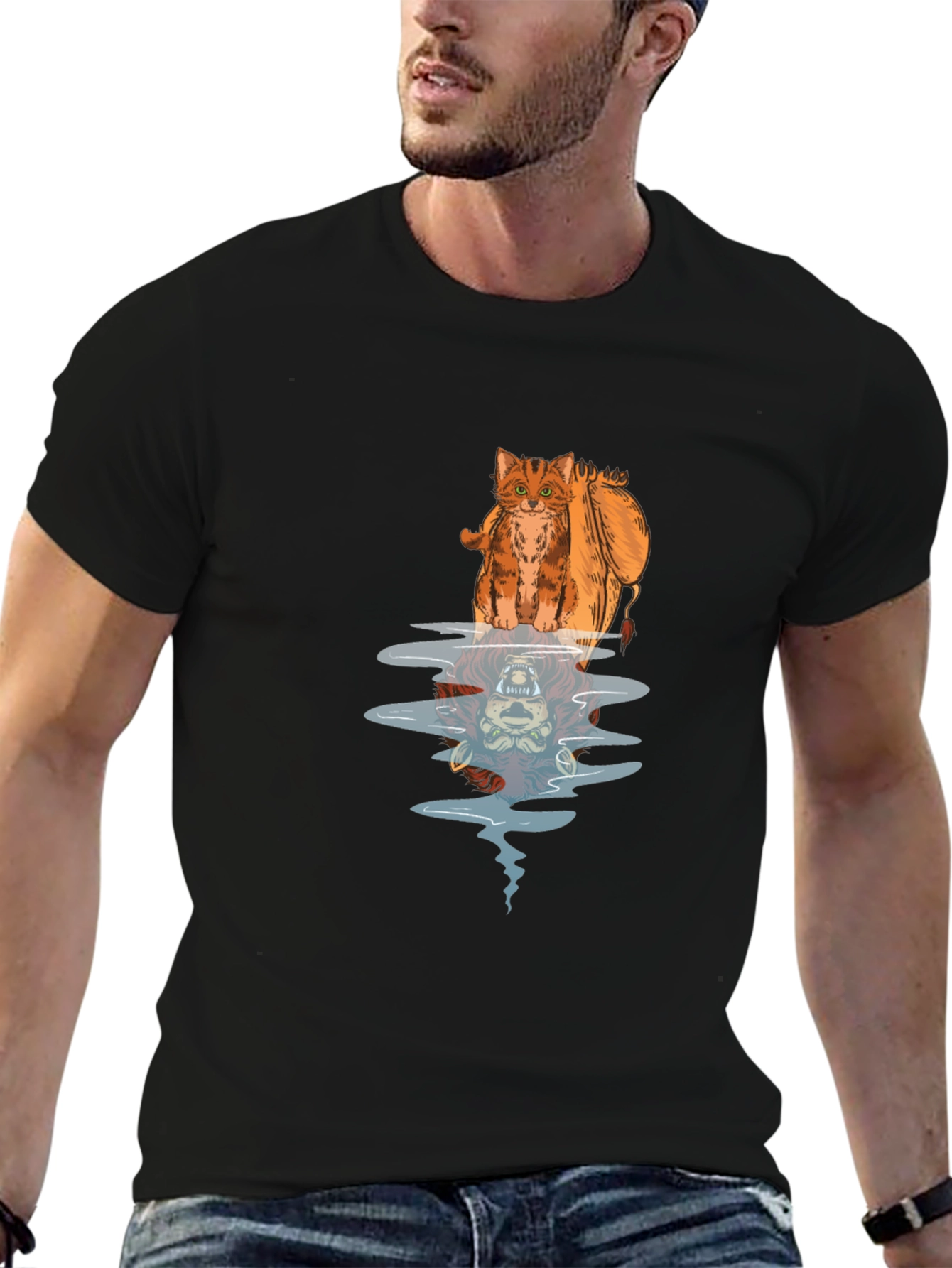 Cat Lion Reflection Graphic Tee