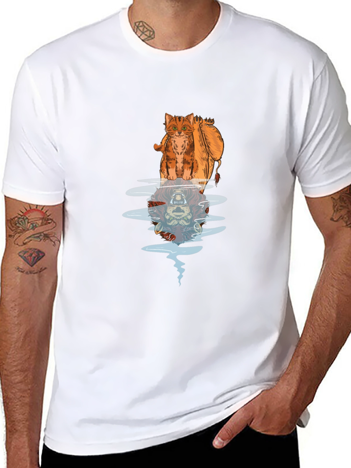 Cat Lion Reflection Graphic Tee