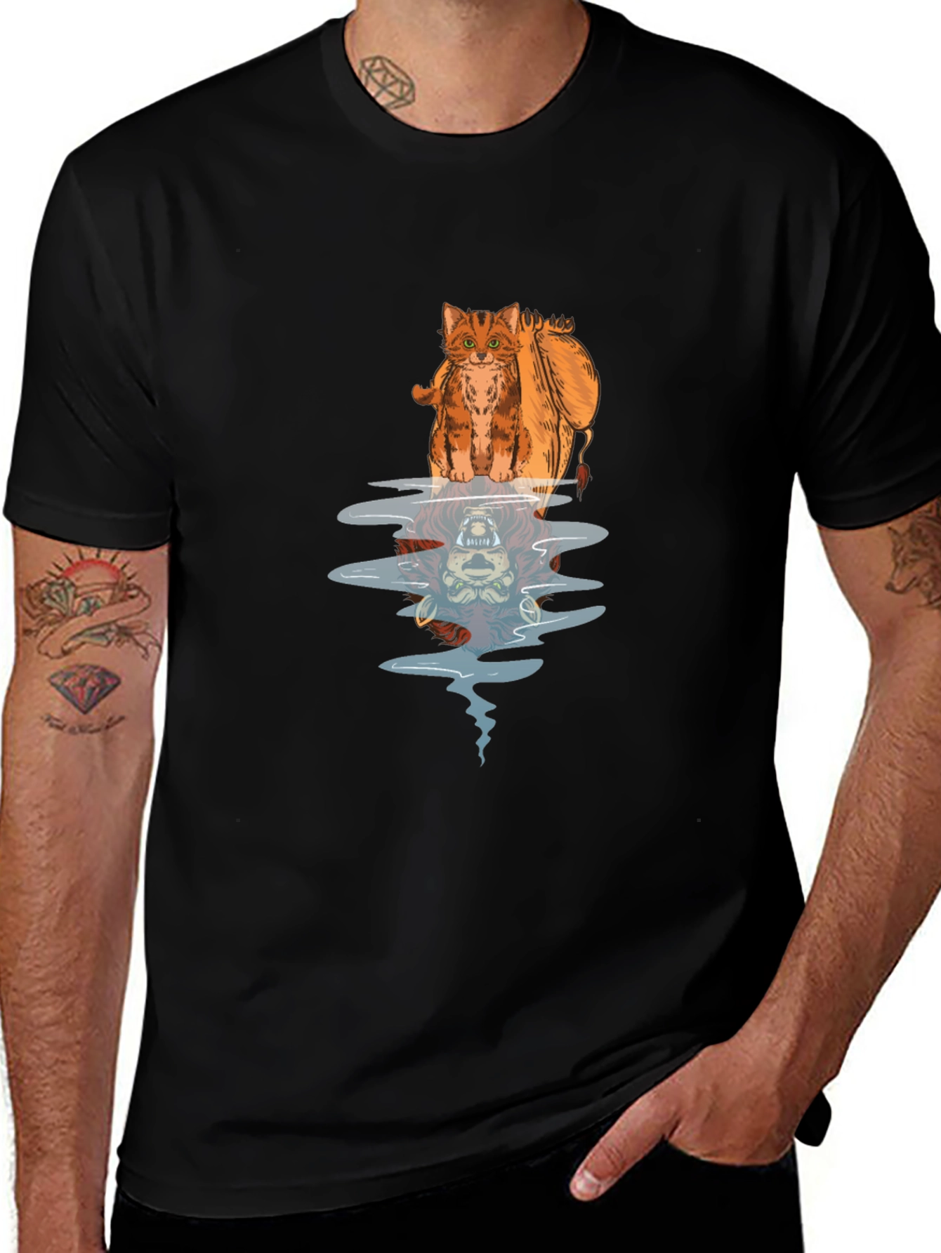 Cat Lion Reflection Graphic Tee