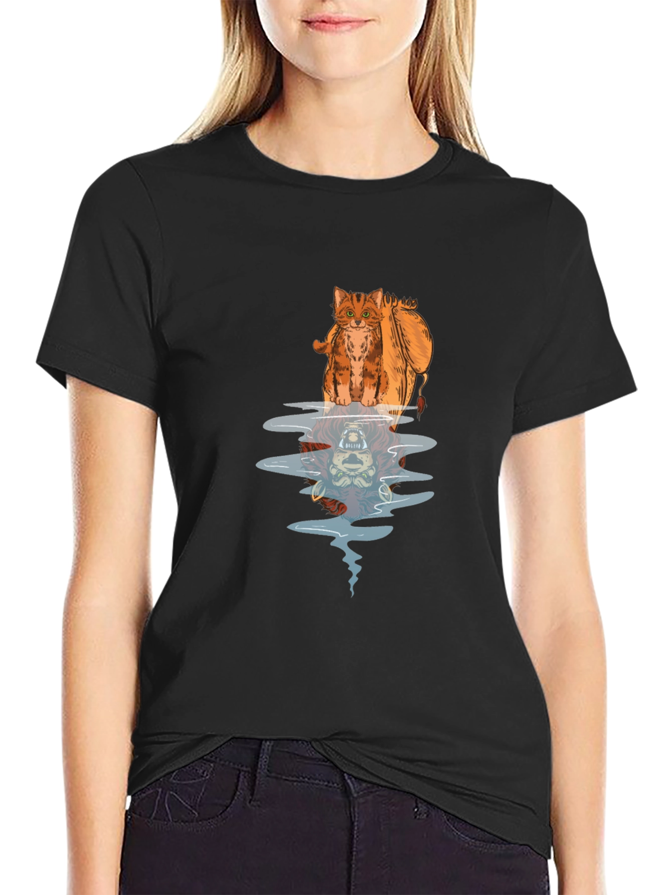 Cat Lion Reflection Graphic Tee
