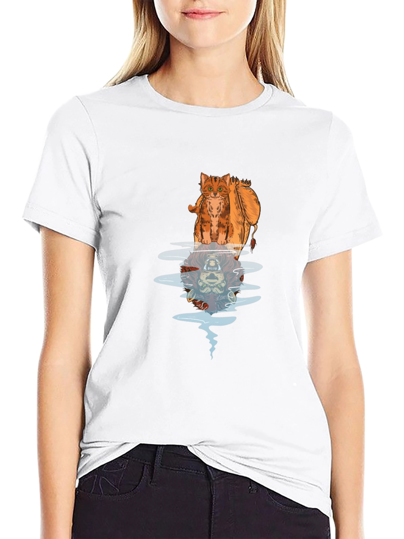 Cat Lion Reflection Graphic Tee