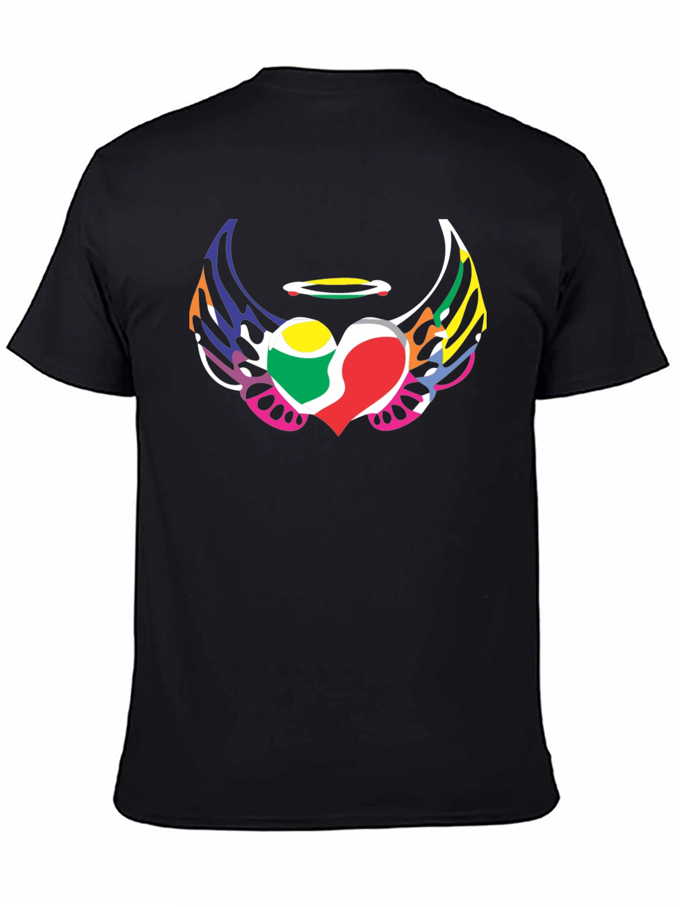 Angel Heart Wings Graphic Tee - Black