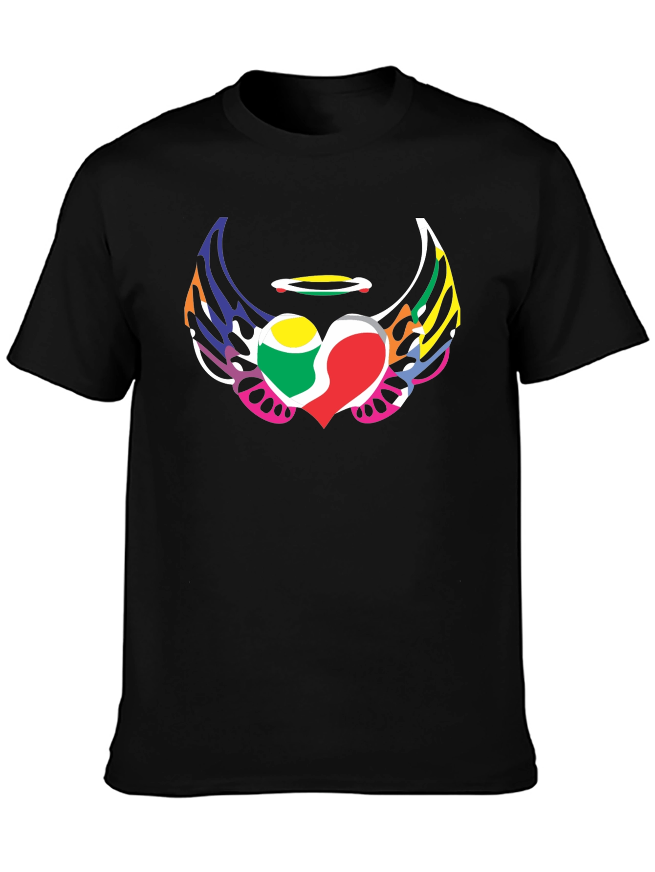 Angel Heart Wings Graphic Tee - Black