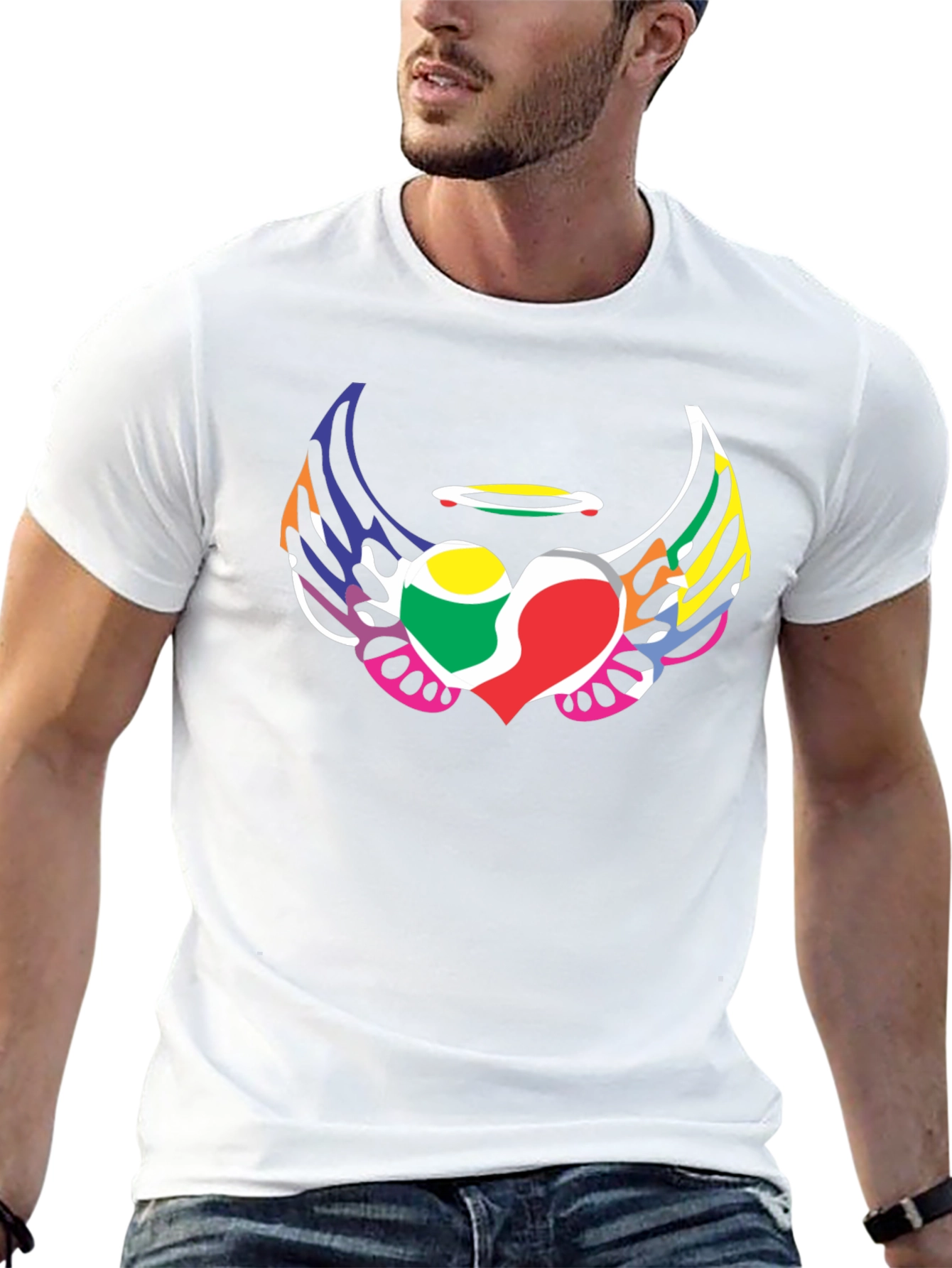 Angel Heart Wings Graphic Tee - Black