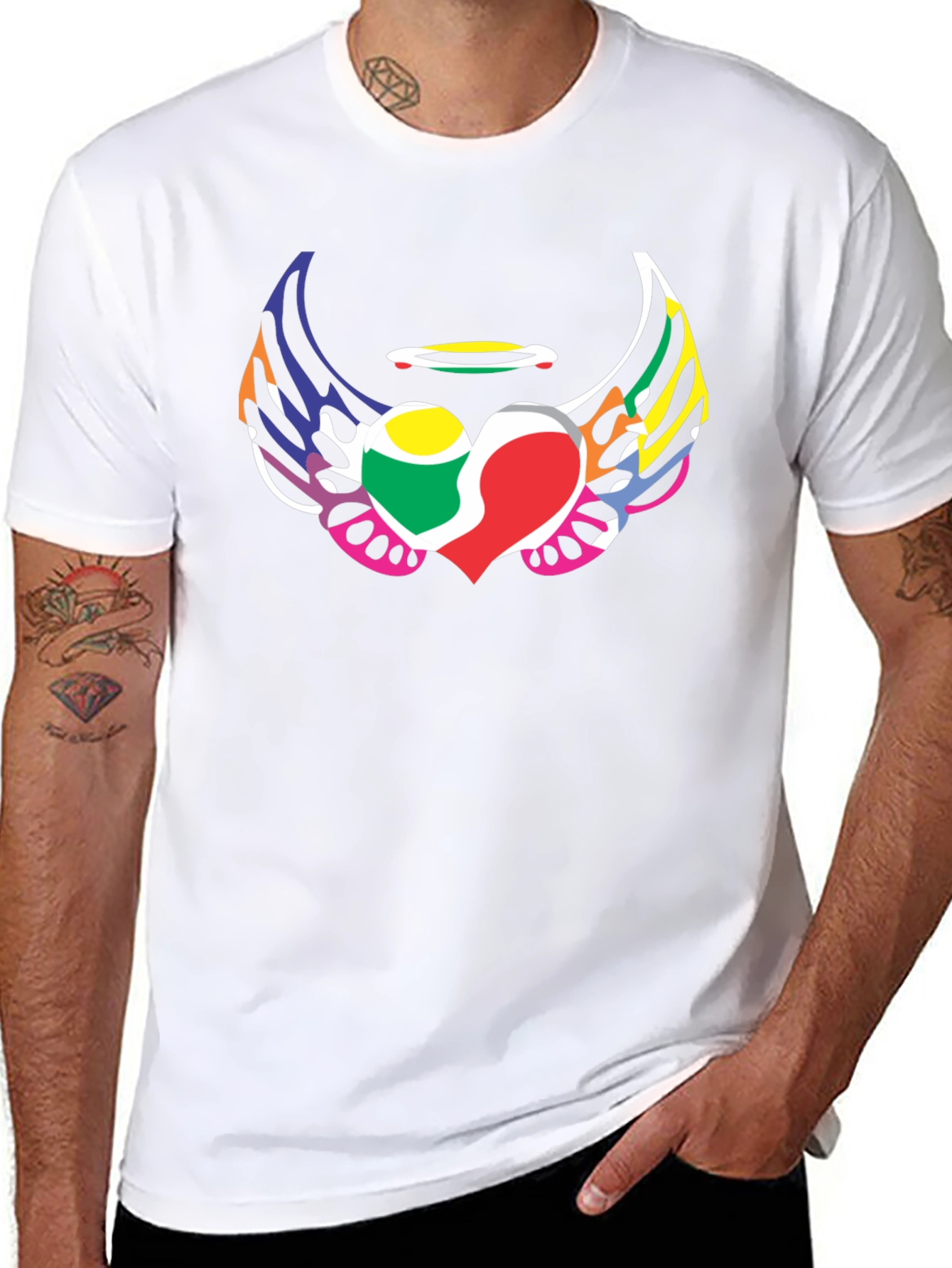 Angel Heart Wings Graphic Tee - Black