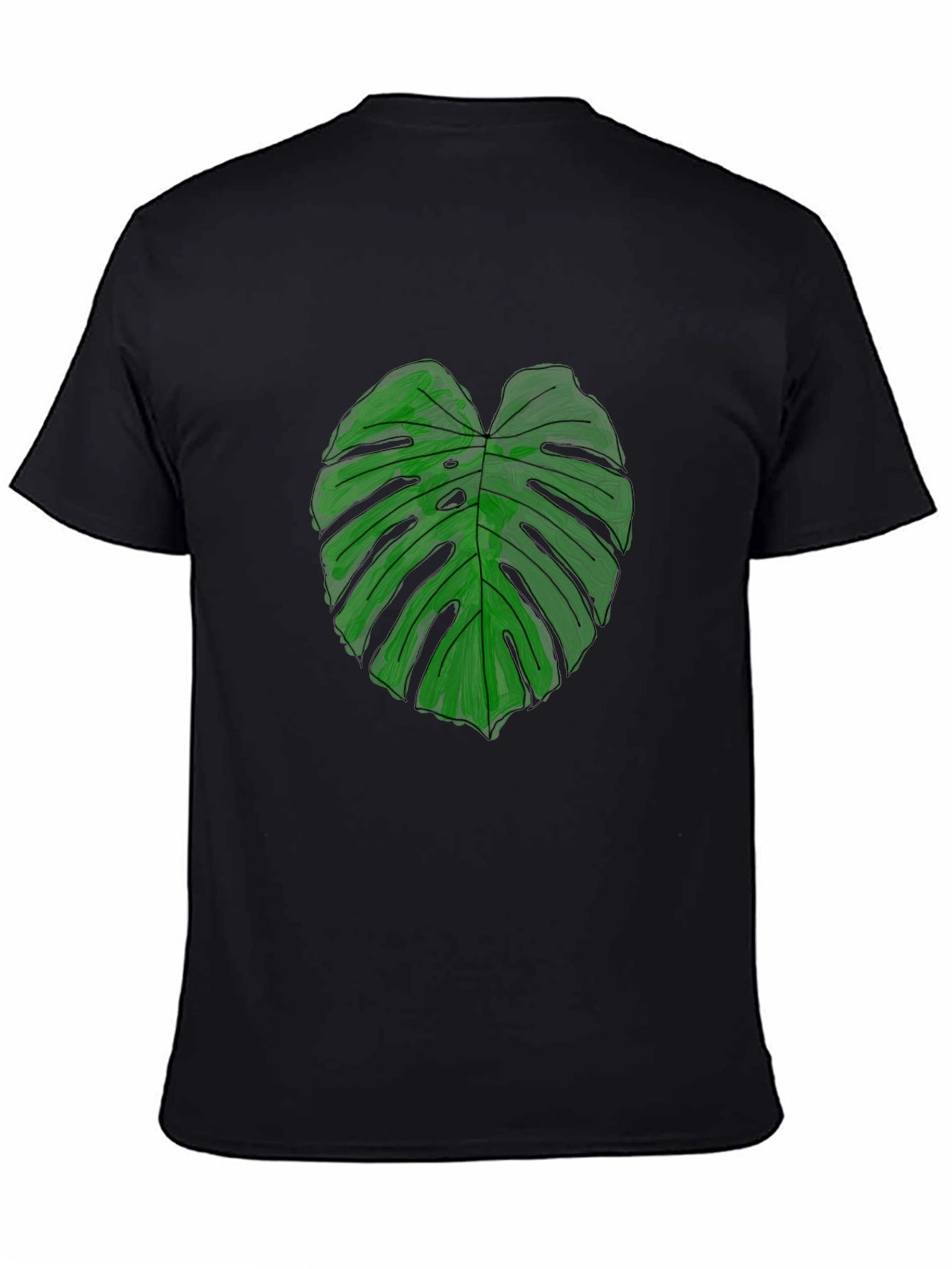 Monstera Leaf Graphic Tee - Black Casual Shirt