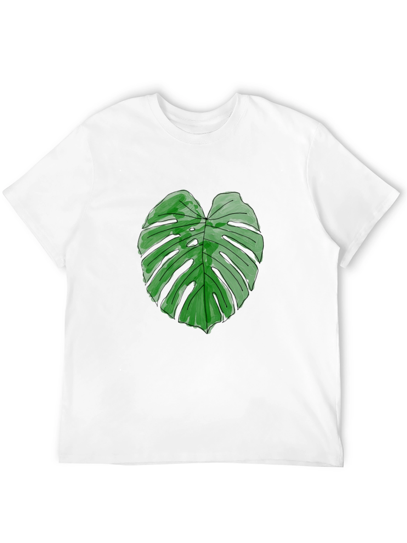 Monstera Leaf Graphic Tee - Black Casual Shirt
