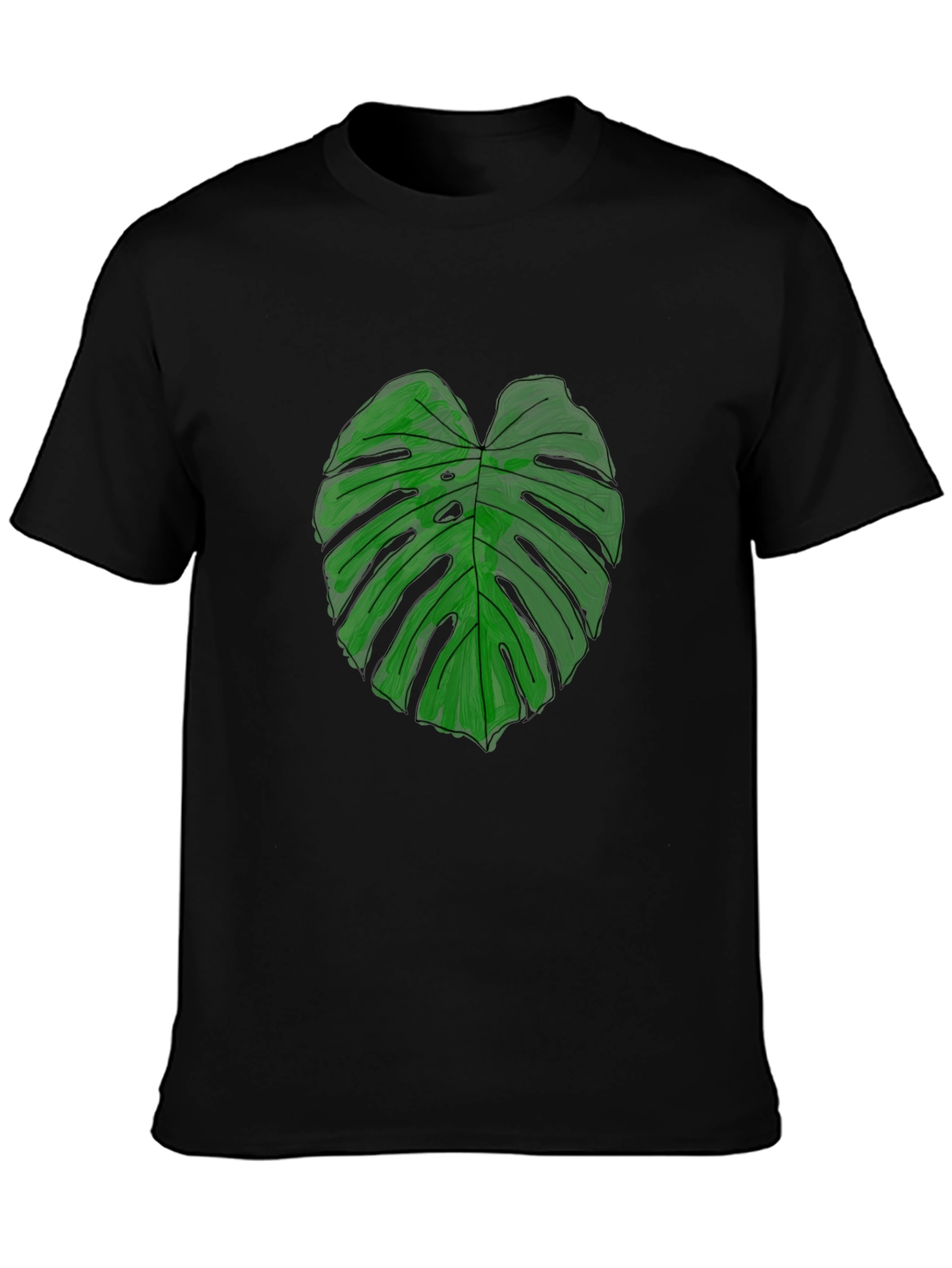 Monstera Leaf Graphic Tee - Black Casual Shirt