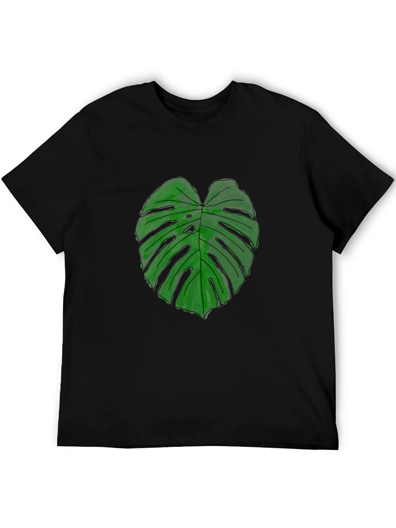 Monstera Leaf Graphic Tee - Black Casual Shirt