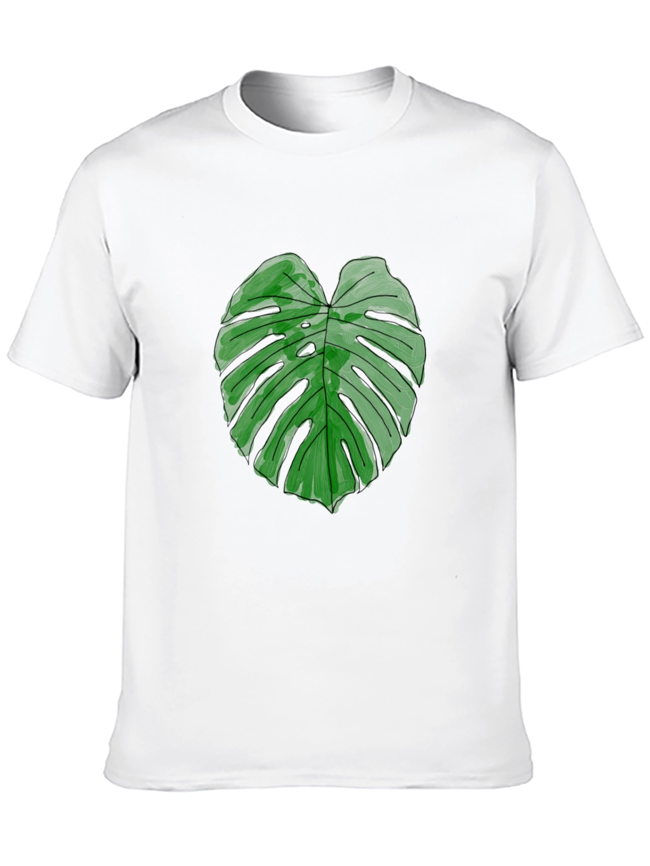Monstera Leaf Graphic Tee - Black Casual Shirt