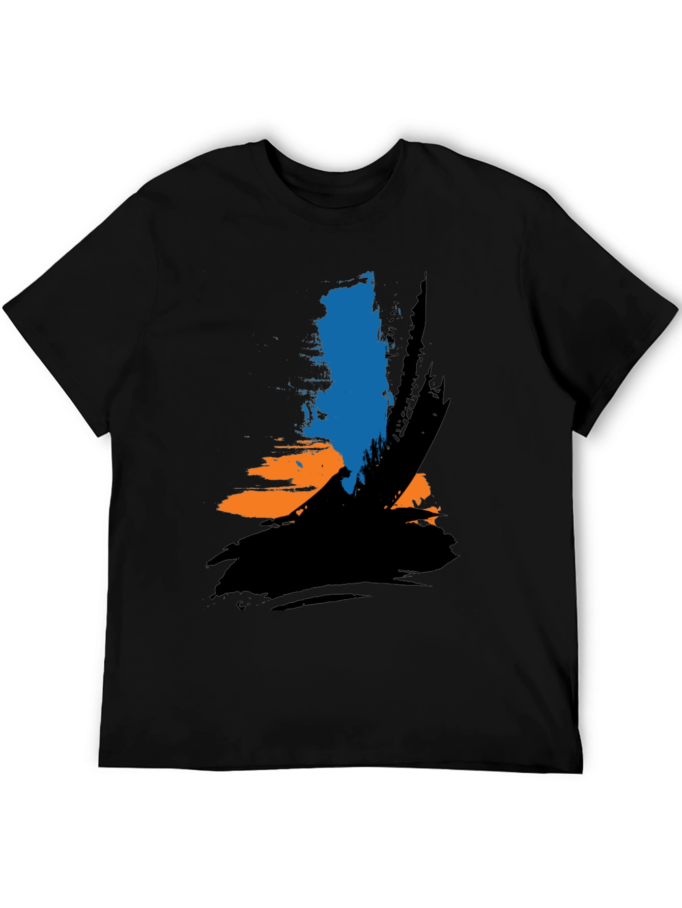 Abstract Brushstroke Graphic Tee - Black
