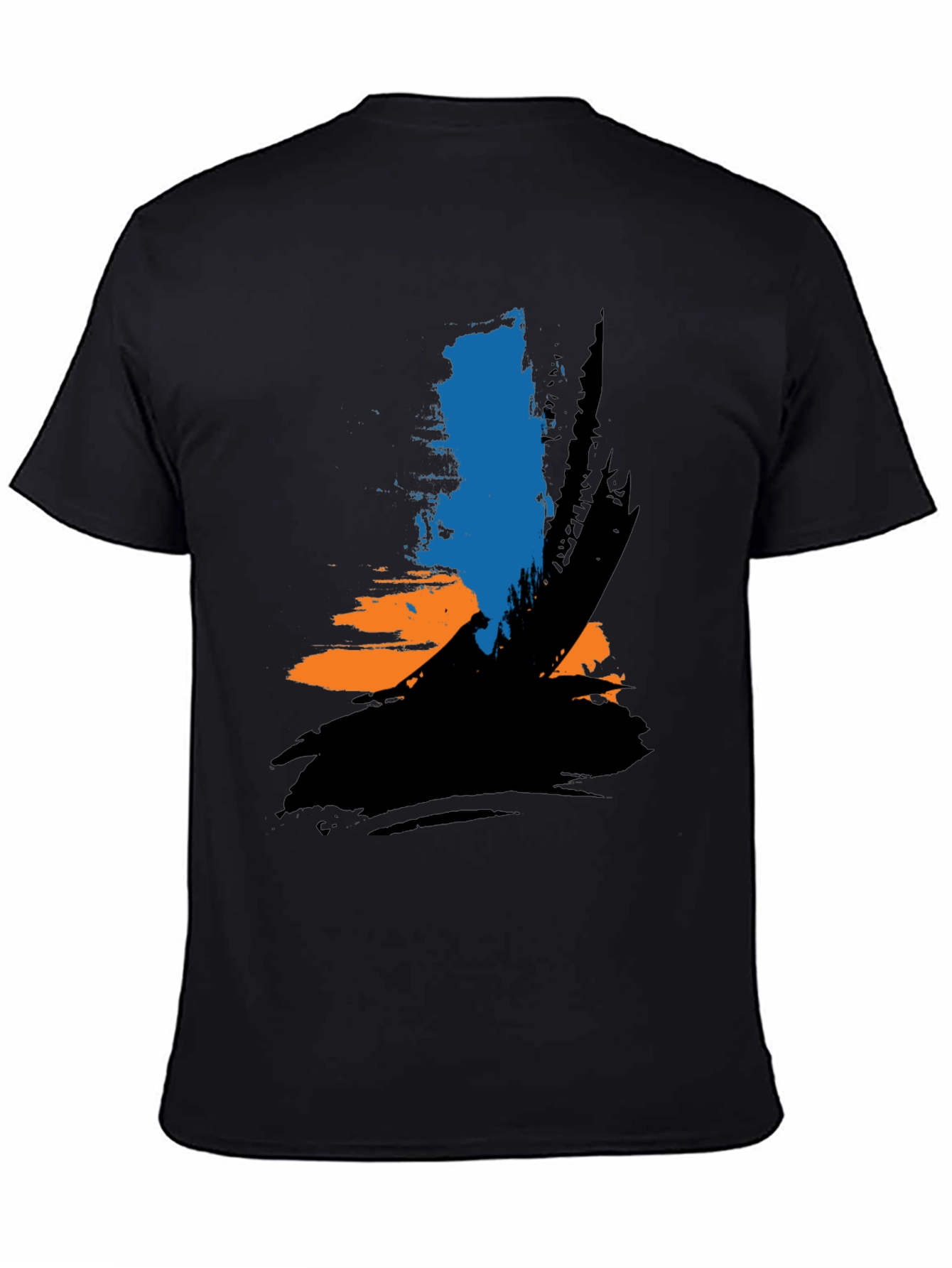 Abstract Brushstroke Graphic Tee - Black
