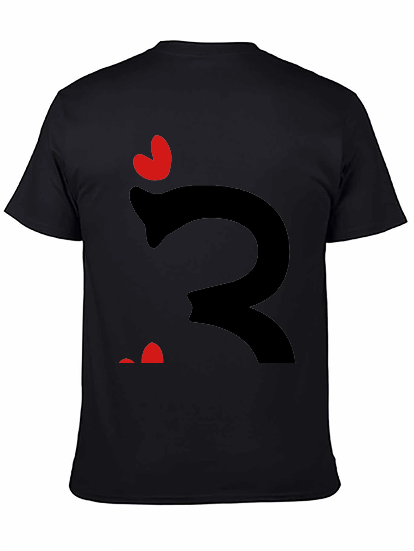 Whimsical Heart Snake Graphic Tee - Black