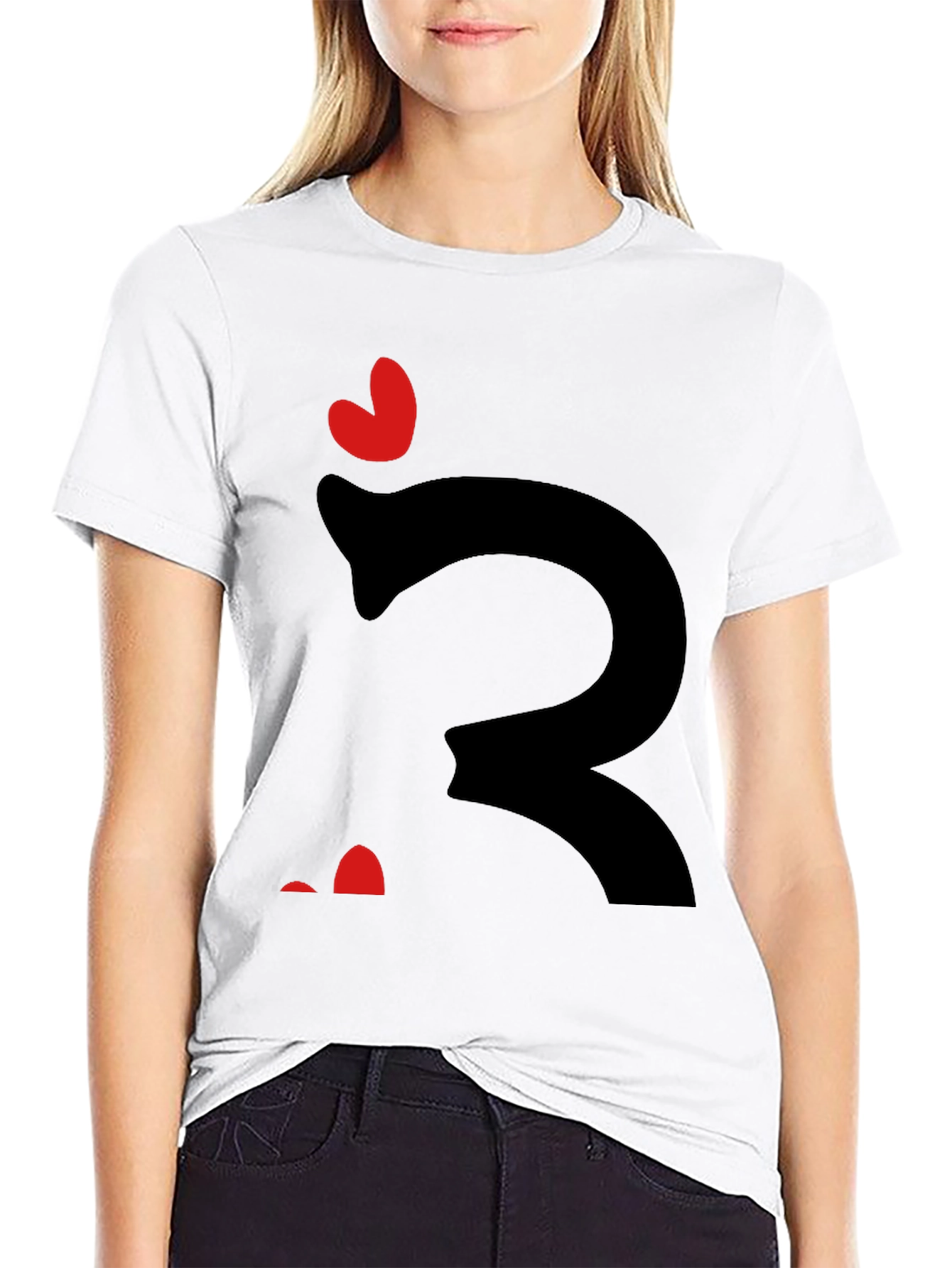 Whimsical Heart Snake Graphic Tee - Black