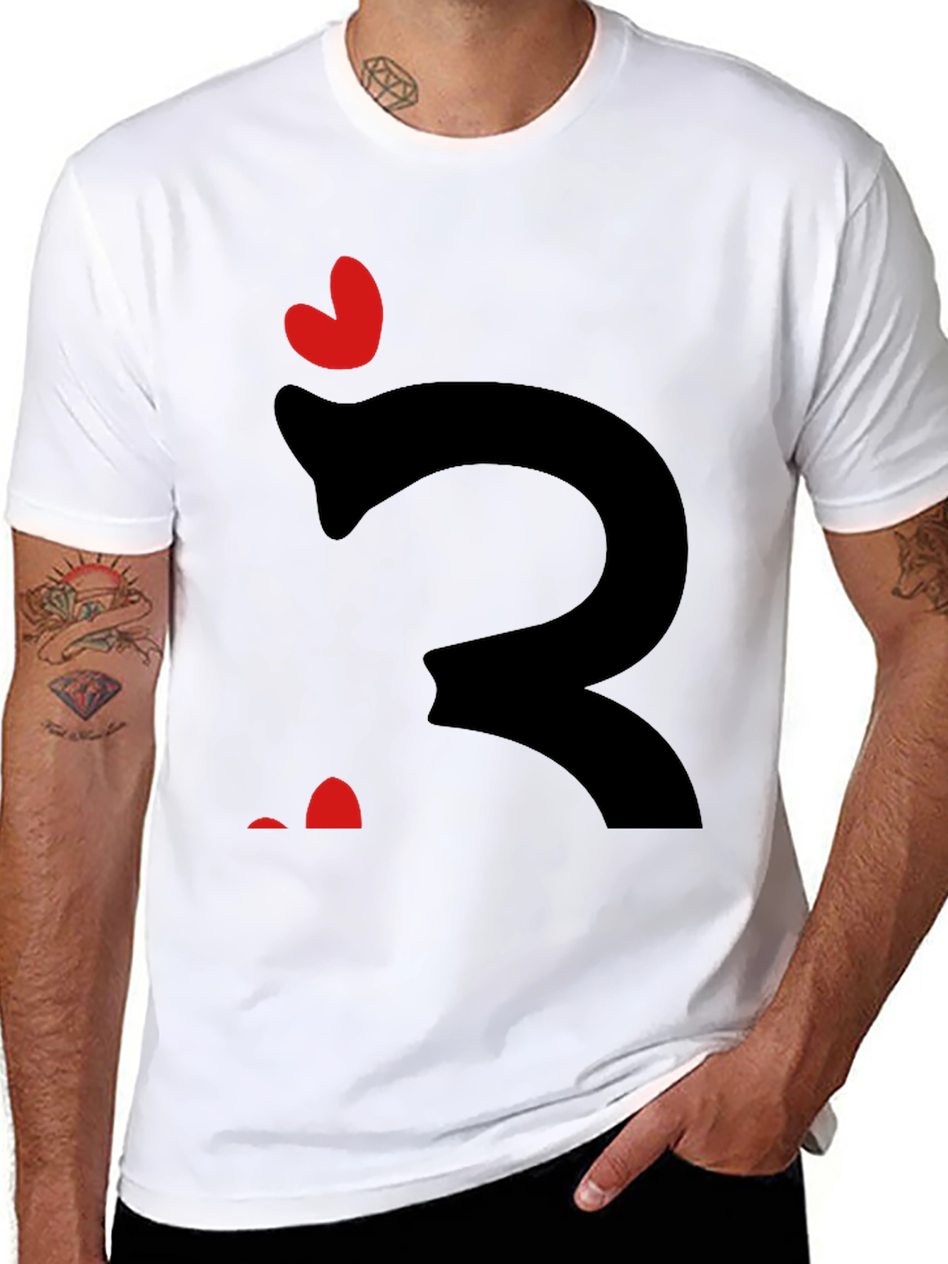 Whimsical Heart Snake Graphic Tee - Black