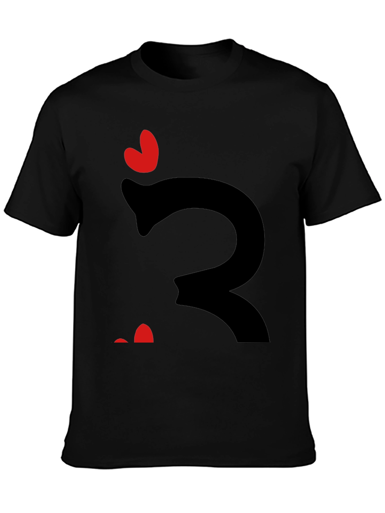 Whimsical Heart Snake Graphic Tee - Black