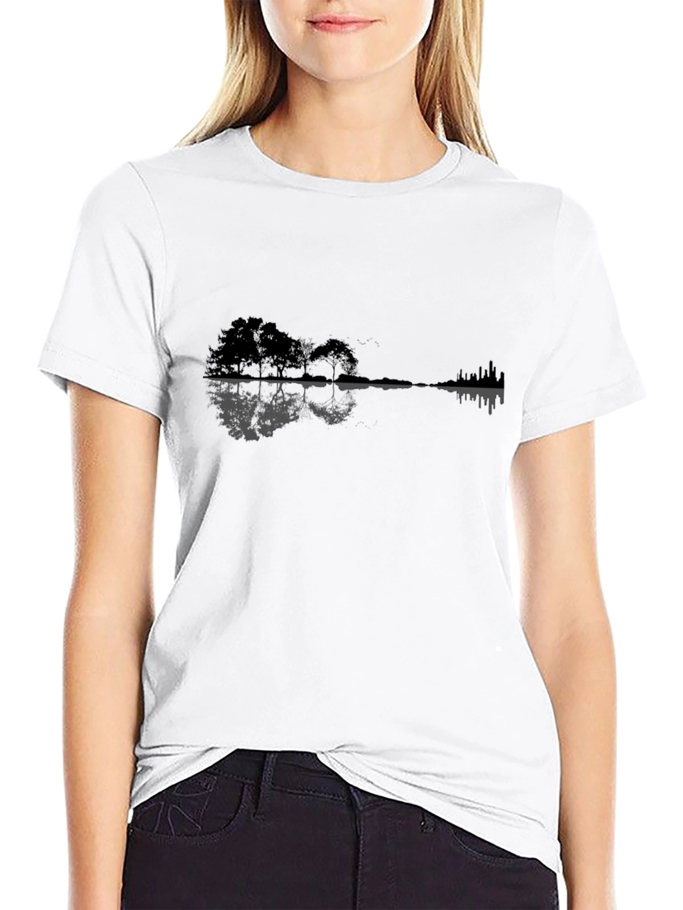 Guitar Landscape Graphic Tee - Black
