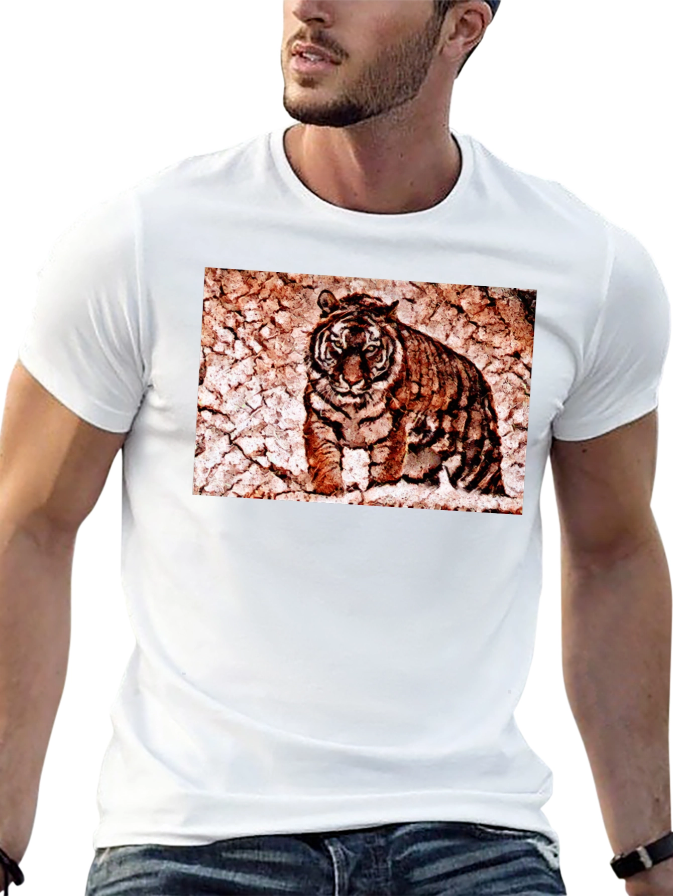 Tiger Graphic Tee - Distressed Print