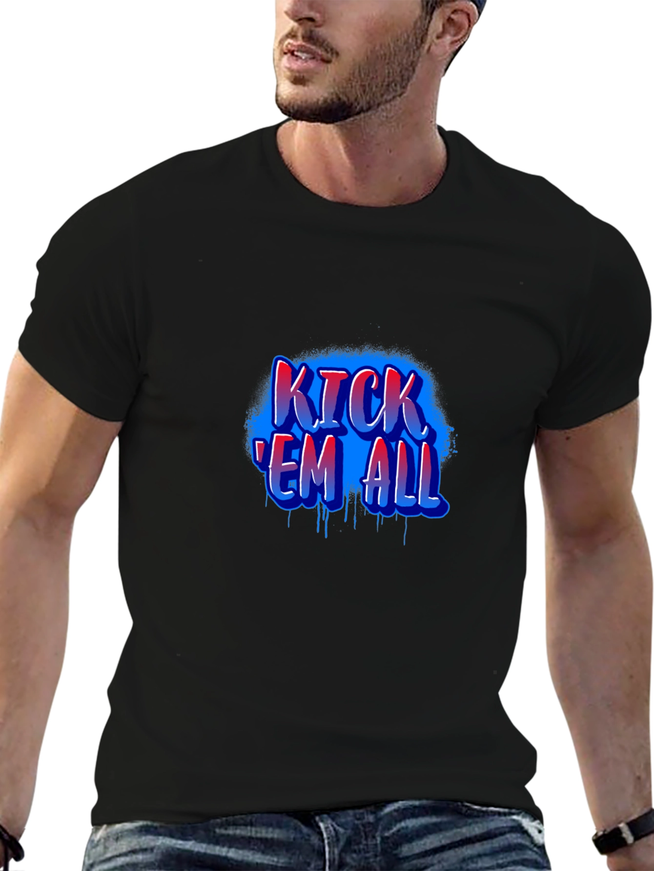 Kick Em All Graphic T-Shirt - Black