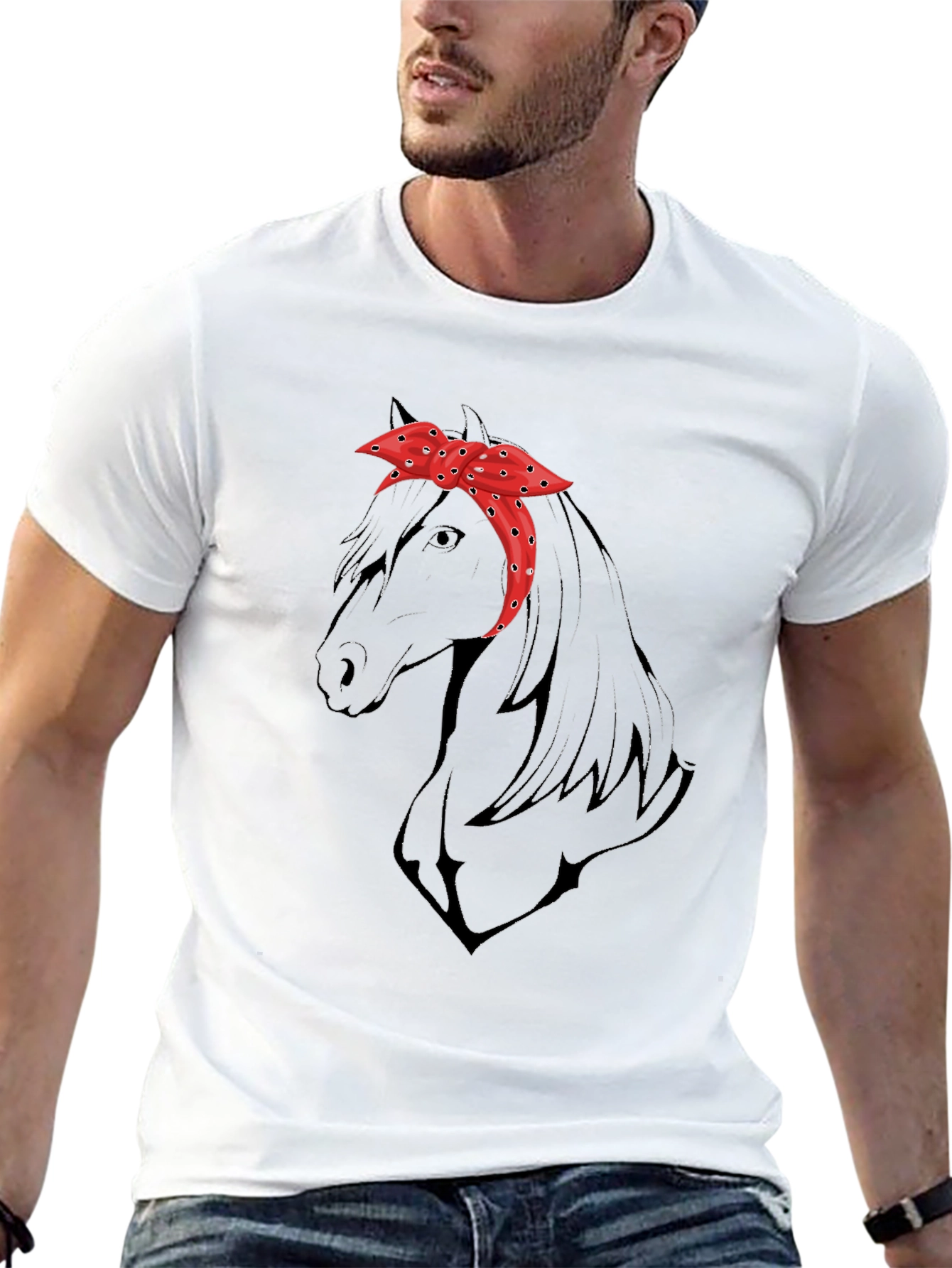 Horse Bandana Graphic T-Shirt - Stylish Casual Wear