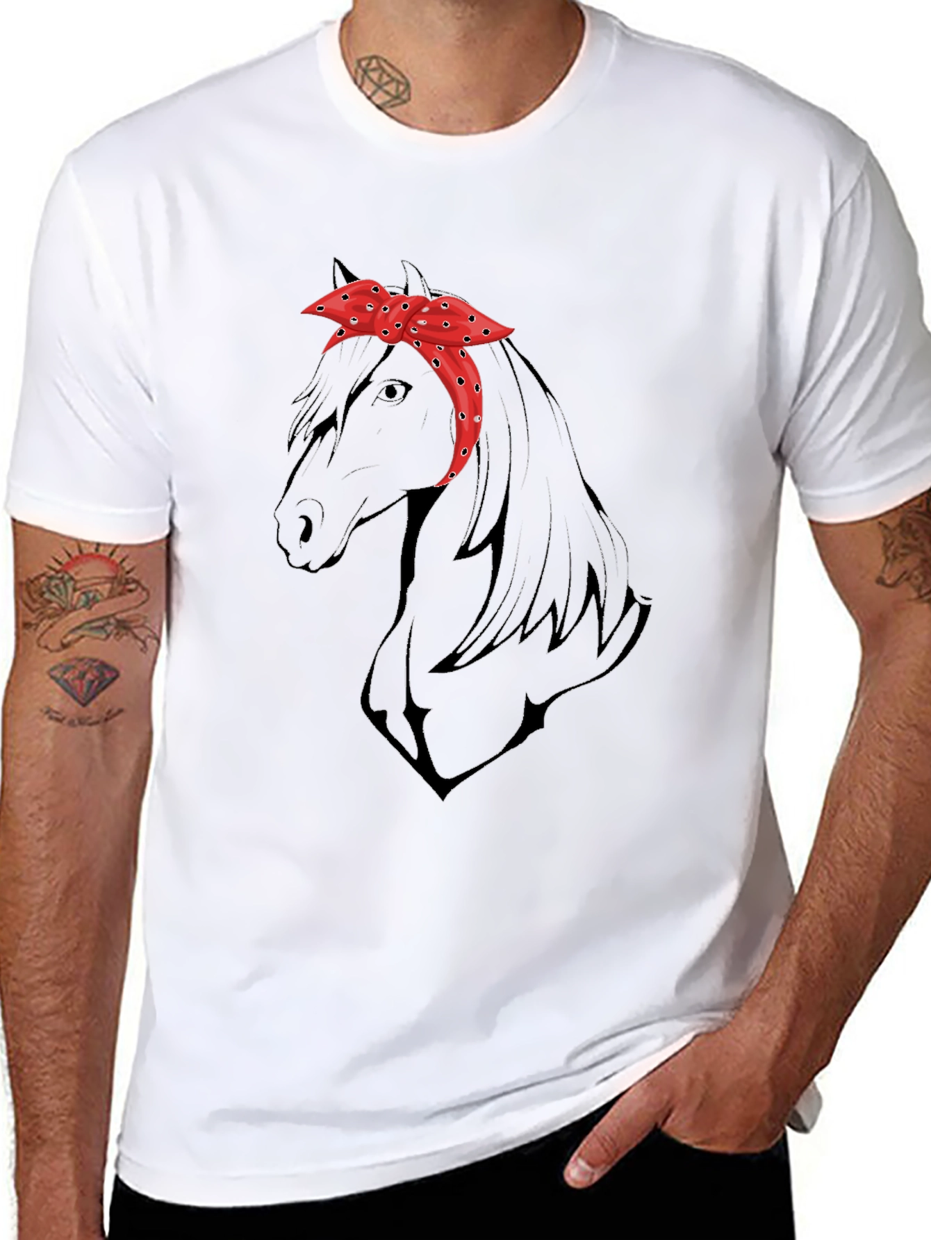 Horse Bandana Graphic T-Shirt - Stylish Casual Wear