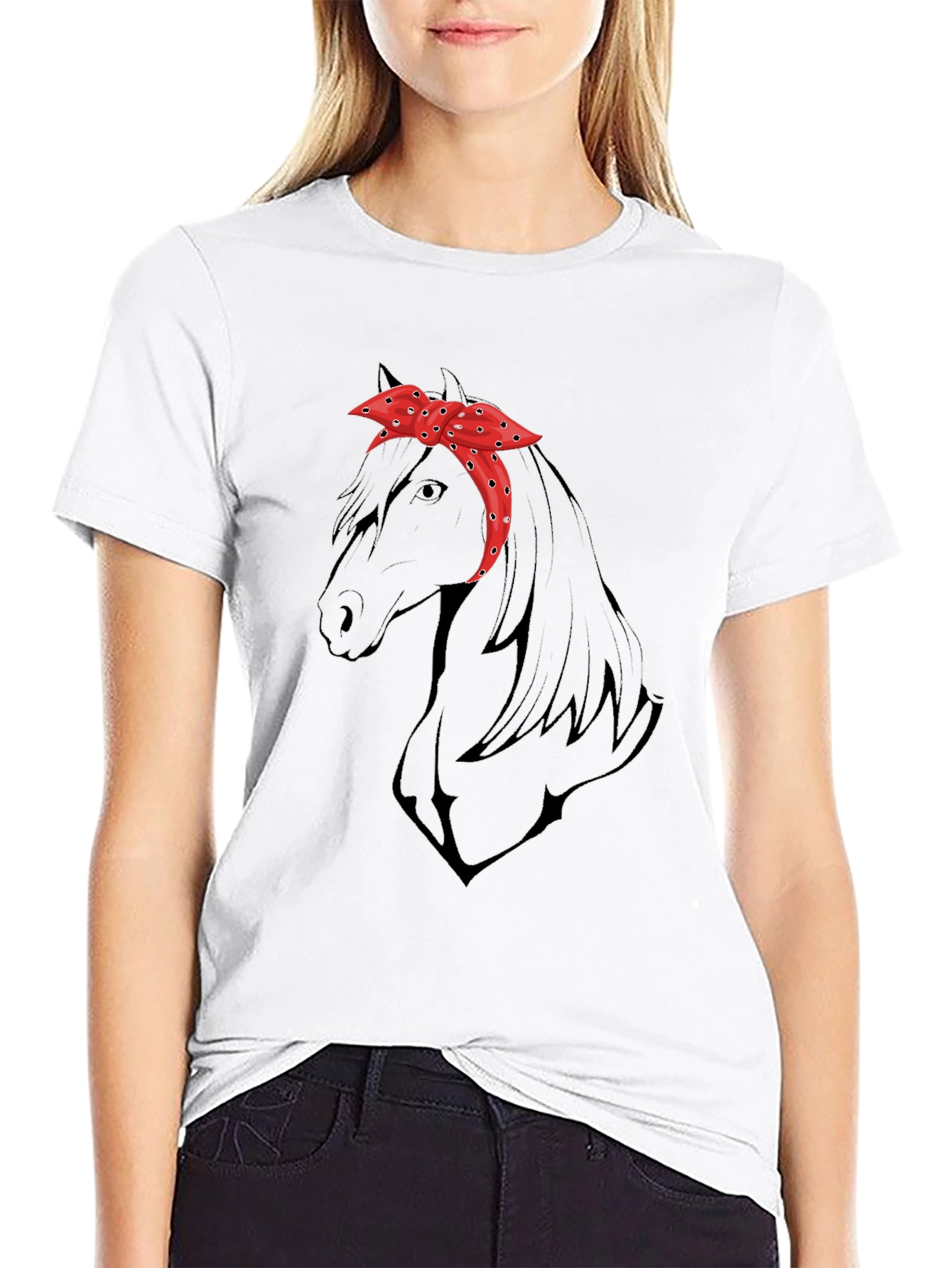 Horse Bandana Graphic T-Shirt - Stylish Casual Wear