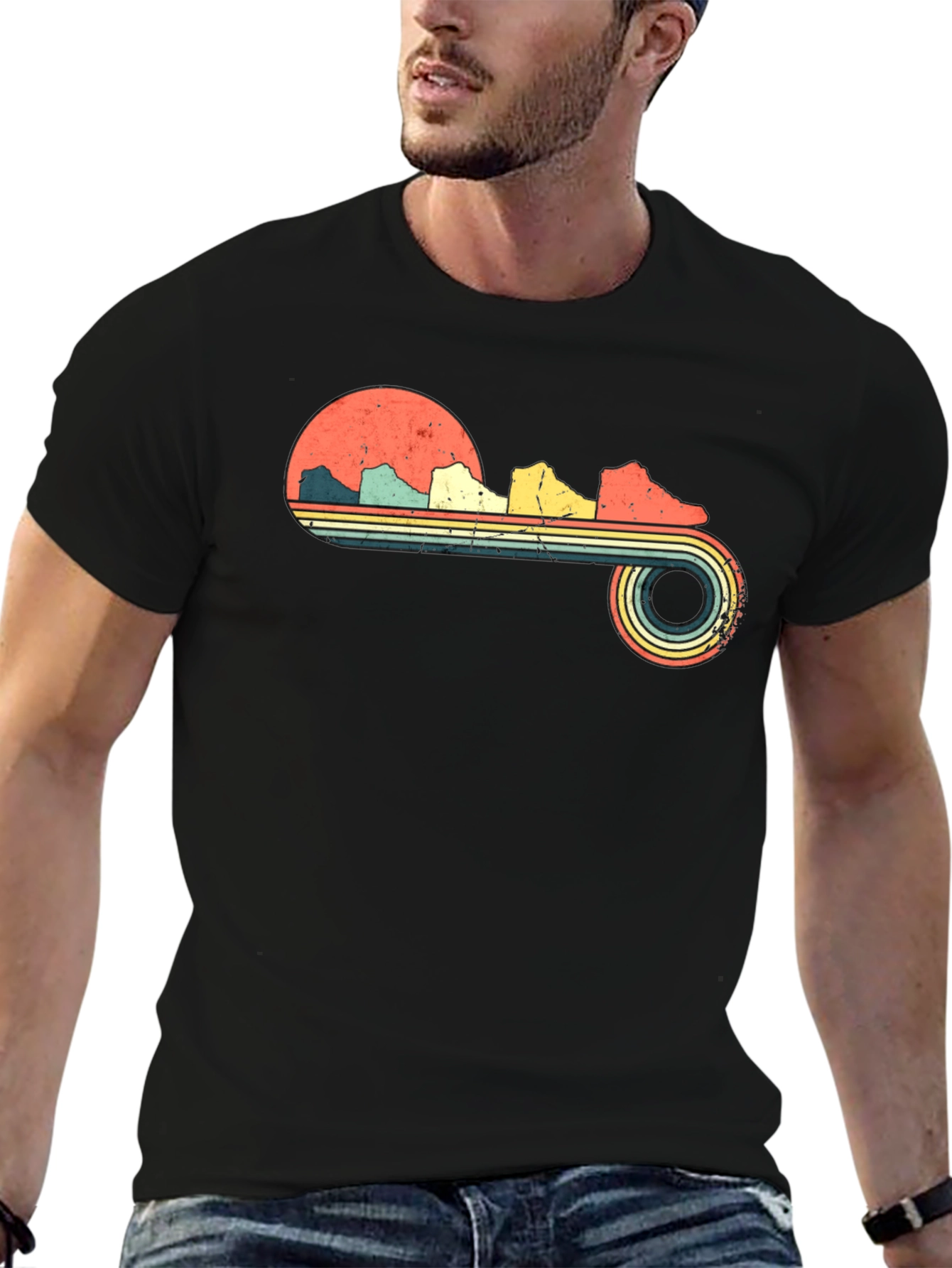 Retro Running Shoes Graphic Tee - Black