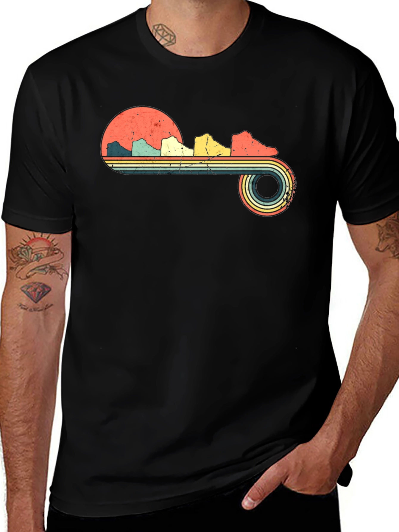 Retro Running Shoes Graphic Tee - Black