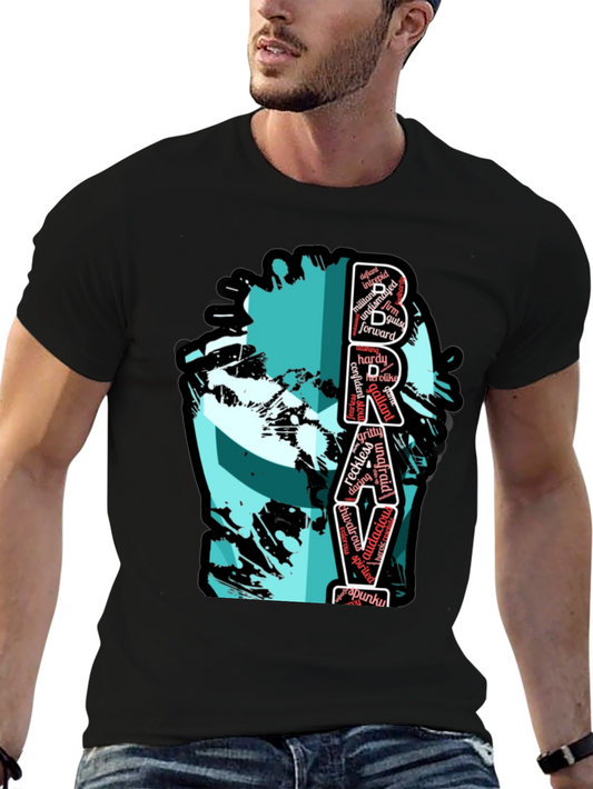 Bravery Word Art Graphic Tee - Black