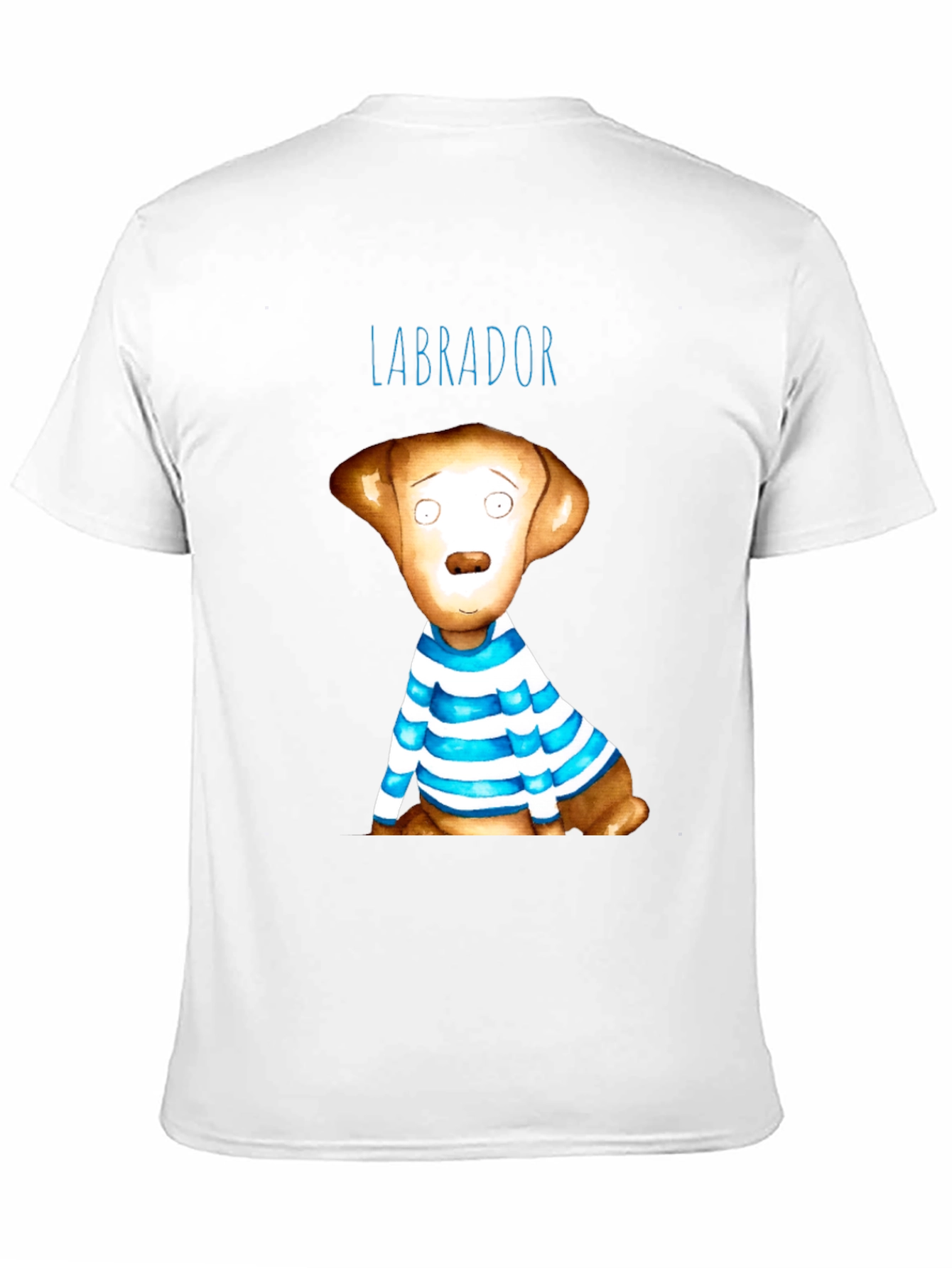 Labrador Dog Graphic Tee - Striped Shirt Design